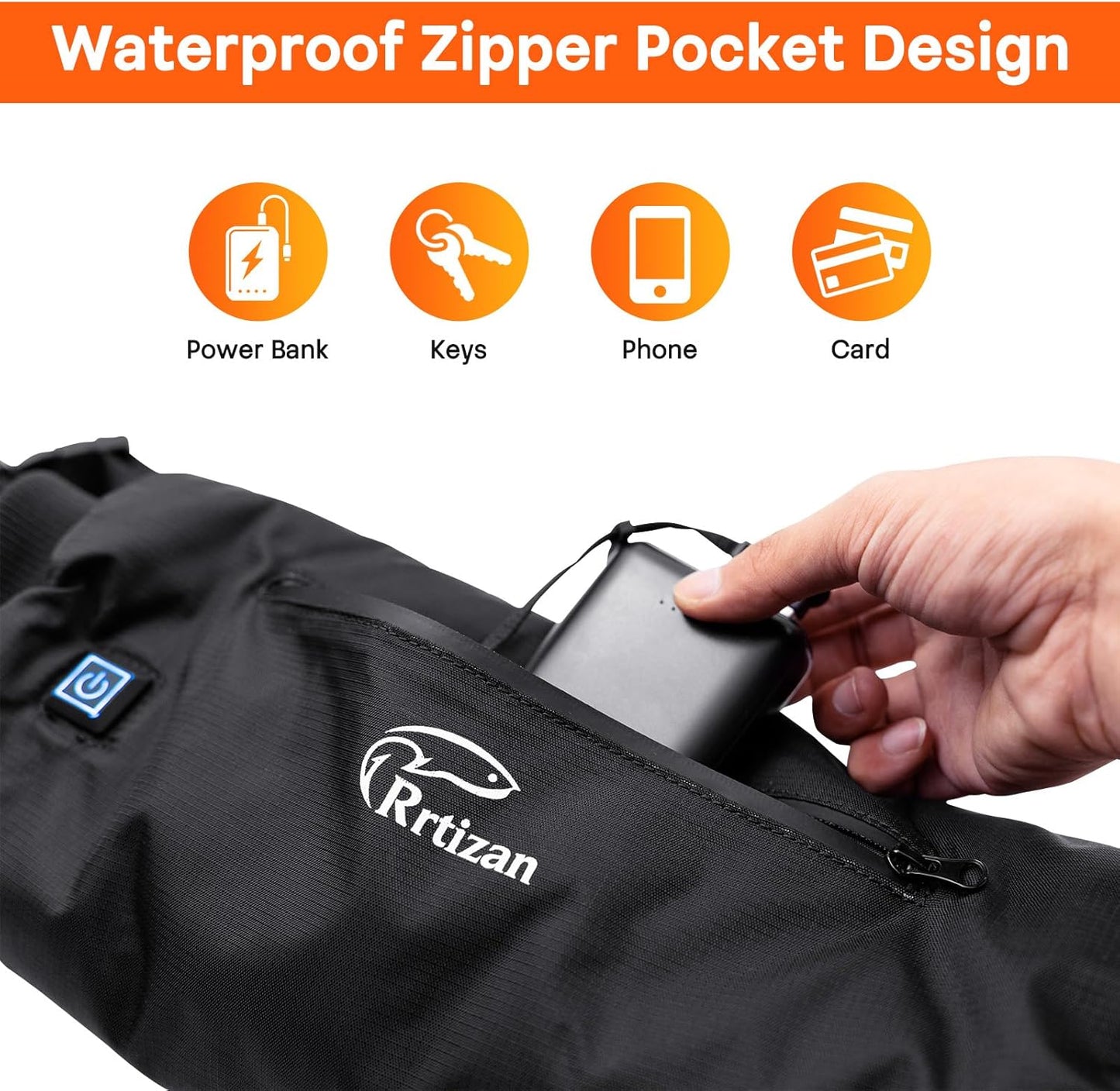 Heated Hand Warmer Pouch with 10000mAh Power Bank,Electric Hand Warmer Rechargeable with 3 Levels Heating and Adjustable Belt, Ideal for Football, Camping,Hunting, Portable and Waterproof Hand Muff