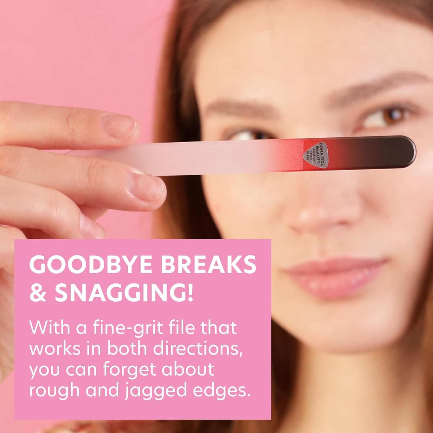 Bona Fide Beauty Czech Glass Nail File for Natural Nails (Black Red), 1Pc Crystal Nail Filer with Case Made in The EU