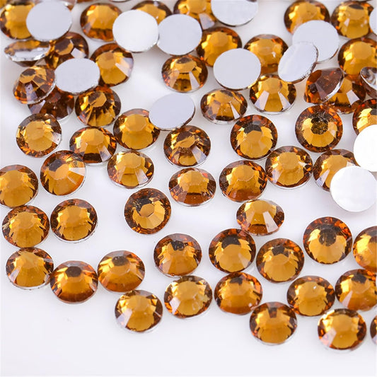 1500 Pieces SS16 4mm Flatback Rhinestones Clear Glass Round Gems Crystals for Nail Art DIY Crafts Clothes Shoes Bags （Yellow Coffee）