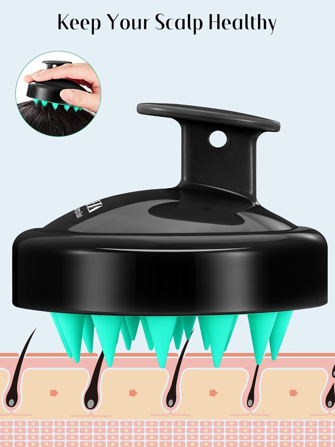 HEETA Scalp Massager Hair Growth 2-Pack, Soft Silicone Scalp Scrubber Shampoo Brush for Exfoliation Dandruff Removal Head Massage Stress Relax, Wet & Dry Use for Women Men Thick Thin Curly Hair Care