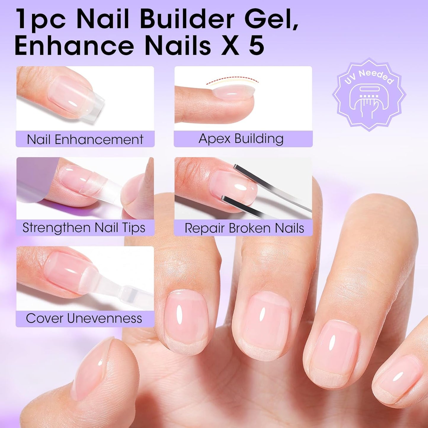 GELLEN Builder Gel for Nails, 18ml Clear Nail Extension Hard Gel in Bottle, Soak off Long Lasting U V Cured Nail Strengthener for Salon Quality Nail Art