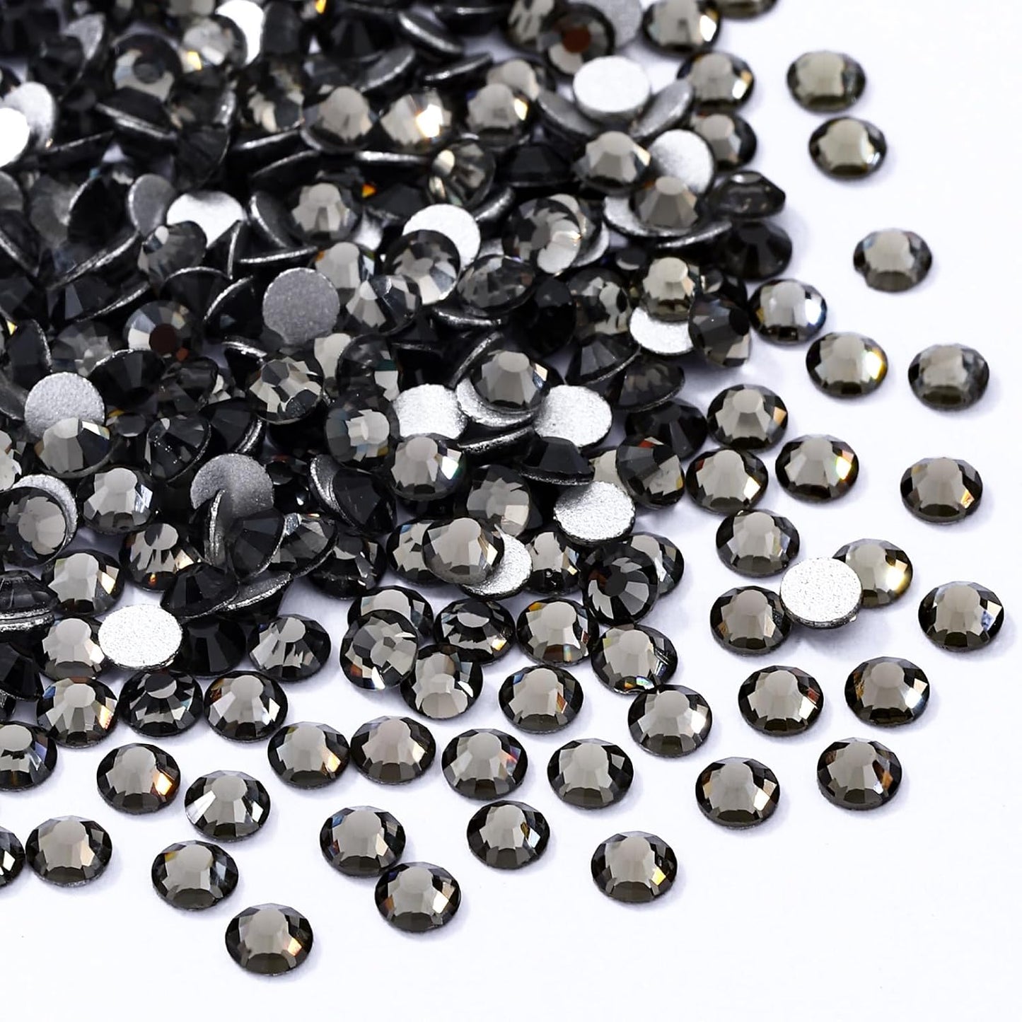 Gray Flatback Rhinestones, Glass Rhinestones for Nail Art and Craft, Glue Fix, Loose Crystal Gemstones(Gray, SS4, 1440pcs, 1.5-1.7mm)