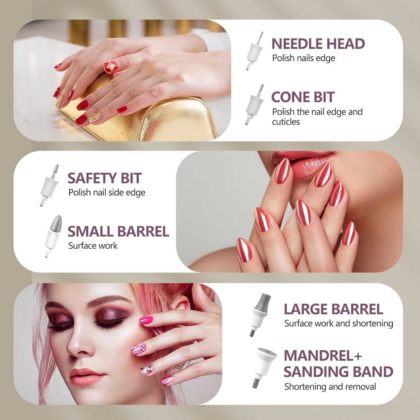 Electric Nail Drill Machine Nail Drill Electric File Nail File Kit for Beginners Acrylic Gel Nails Manicure Pedicure Polishing Shape Tool with 8 Bits Gel Nails and Home Salon Use