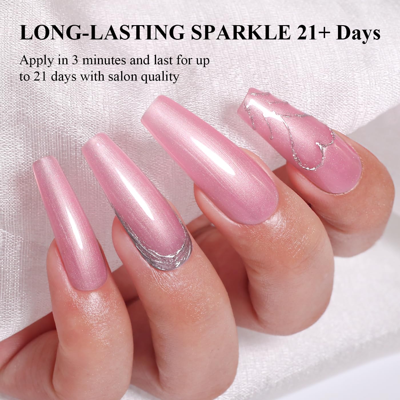 Imtiti Glitter Gel Nail Polish, Light Pink Pearl Glitter Nail Gel Polish Diamond Shimmer Sparkle Soak Off UV LED Spring Summer Manicure 10ML