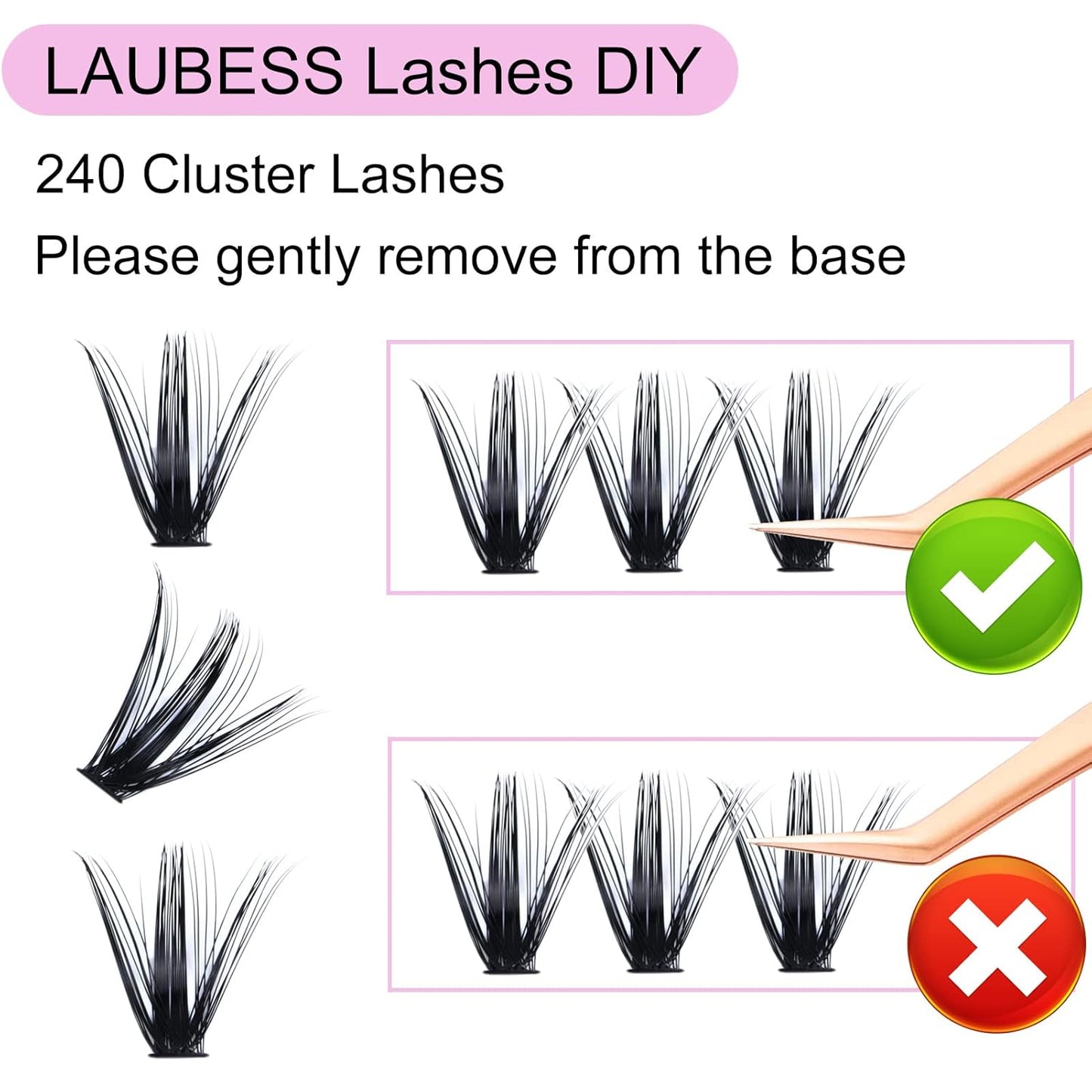 Eyelash Clusters LAUBESS Lash Clusters Individual Lashes Cluster Eyelash Extensions DIY at Home Waterproof Cluster Lashes (50D-D-9-16)