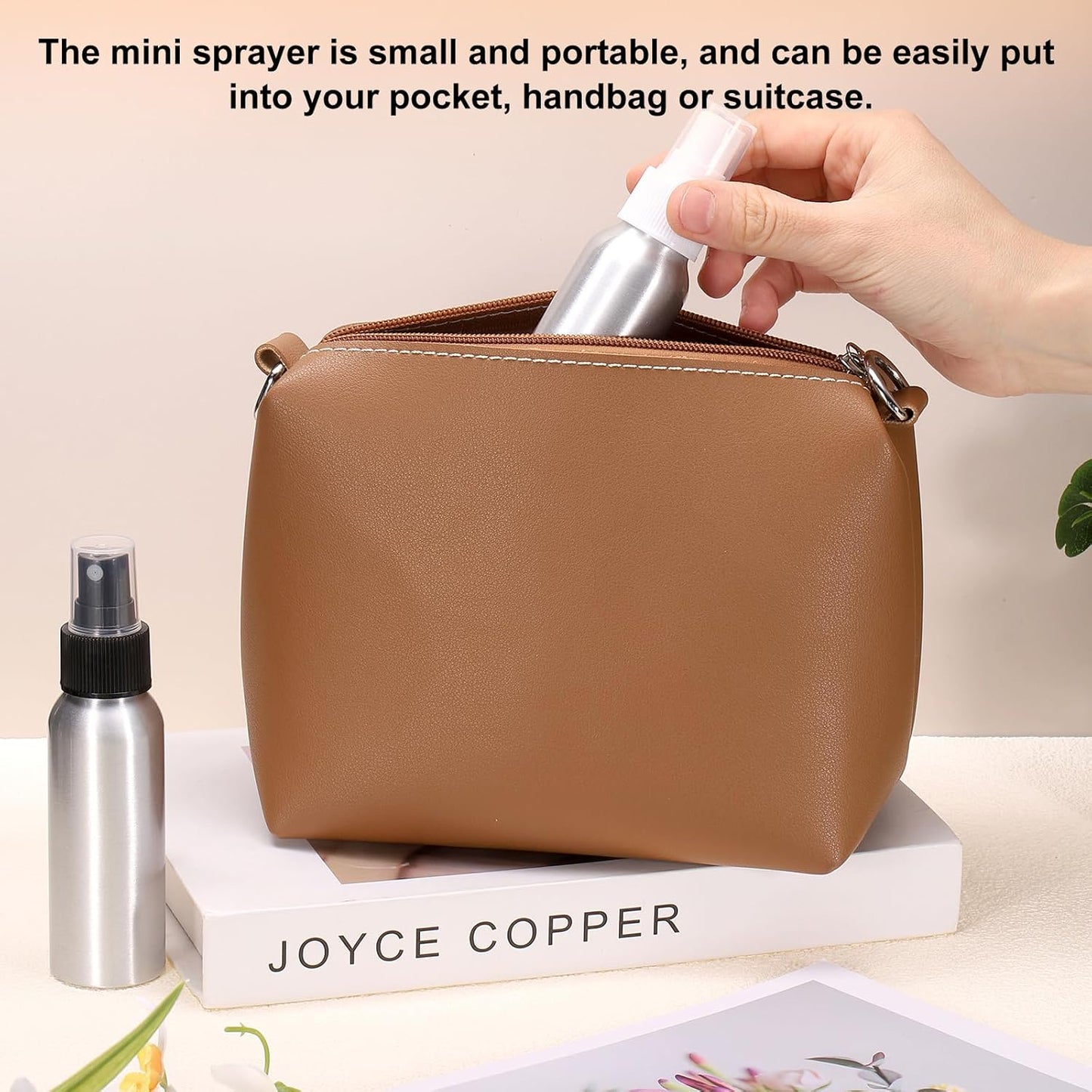 HARFINGTON Aluminum Fine Mist Spray Bottles 50ml/1.7oz Metal Small Liquid Alcohol Refillable Travel Container with White Plastic Nozzle Cap for Perfume Skincare Cosmetic Storage Bottle