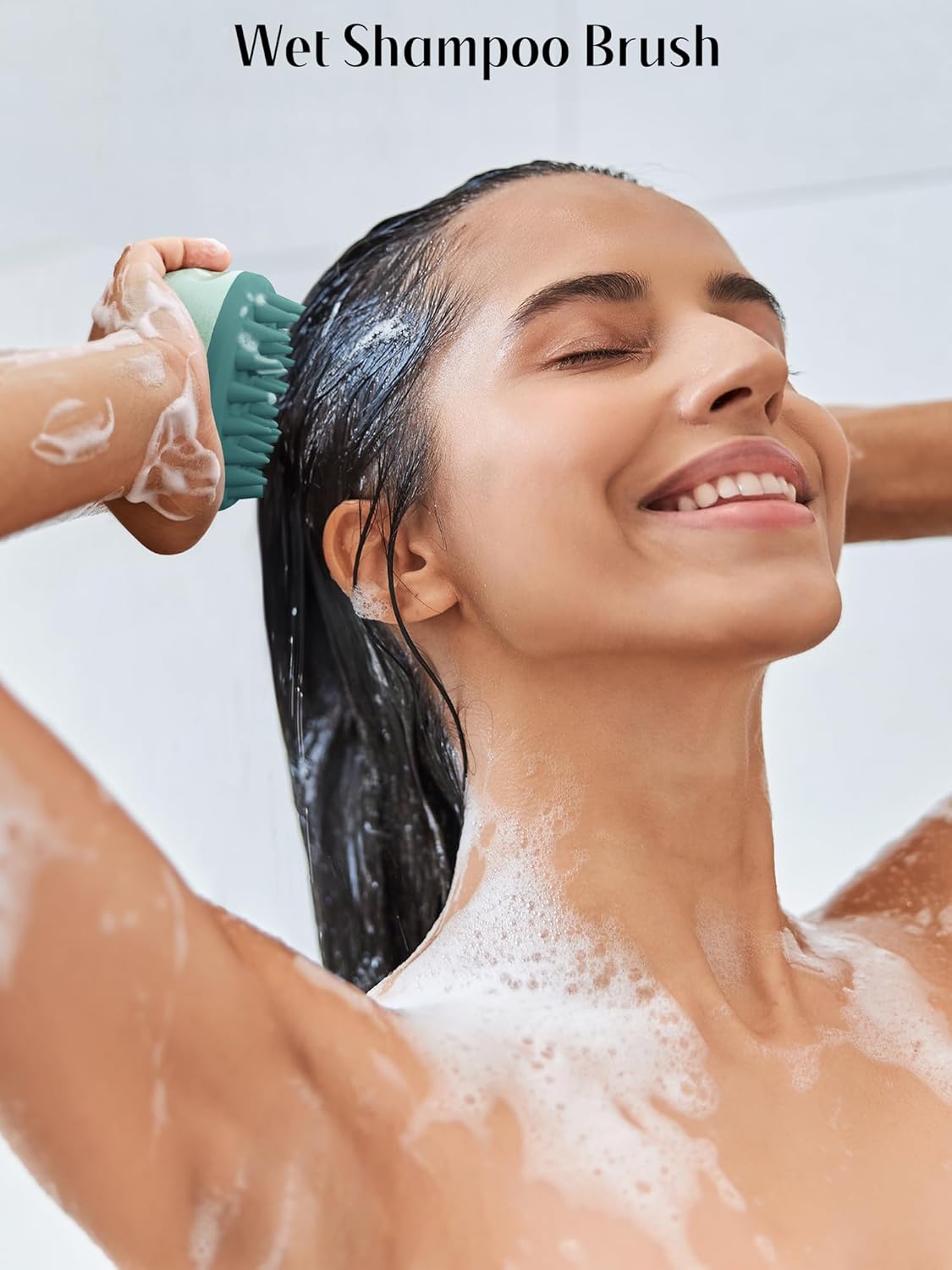 HEETA Scalp Massager with Soft Silicone Bristles for Hair Growth, Dandruff Removal, Itching Relief - Shampoo Brush for Hair Care and Relaxation (Coral Pink & Green)