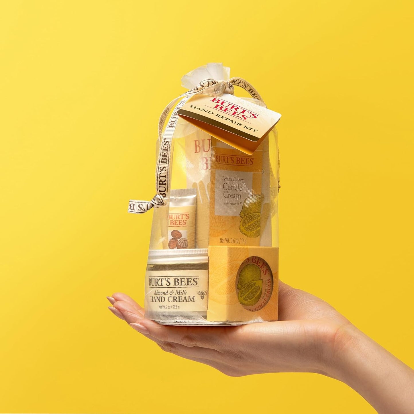 Burt's Bees Gifts Ideas - Hand Repair Set, 3 Hand Creams plus Gloves - Almond Milk, Lemon Butter Cuticle Cream, Shea Butter Repair