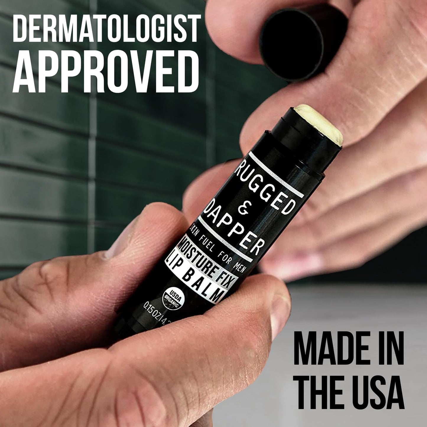 RUGGED & DAPPER Lip Balm for Men - Certified Organic + Natural Ingredients - 4 Pack - Hydrating Mens Chapstick - USA Made