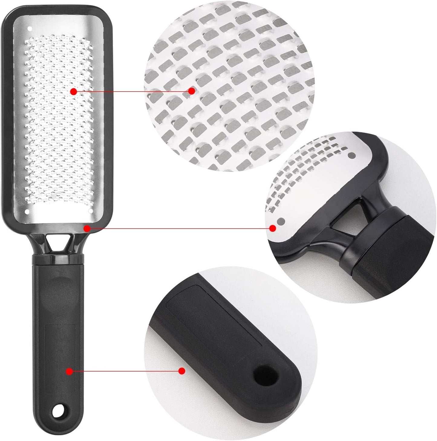 Foot Scrubber Foot Files Callus Remover Black Heel Grater Dead Skin Remover Stainless Steel Heel Scraper for Cracked Heels