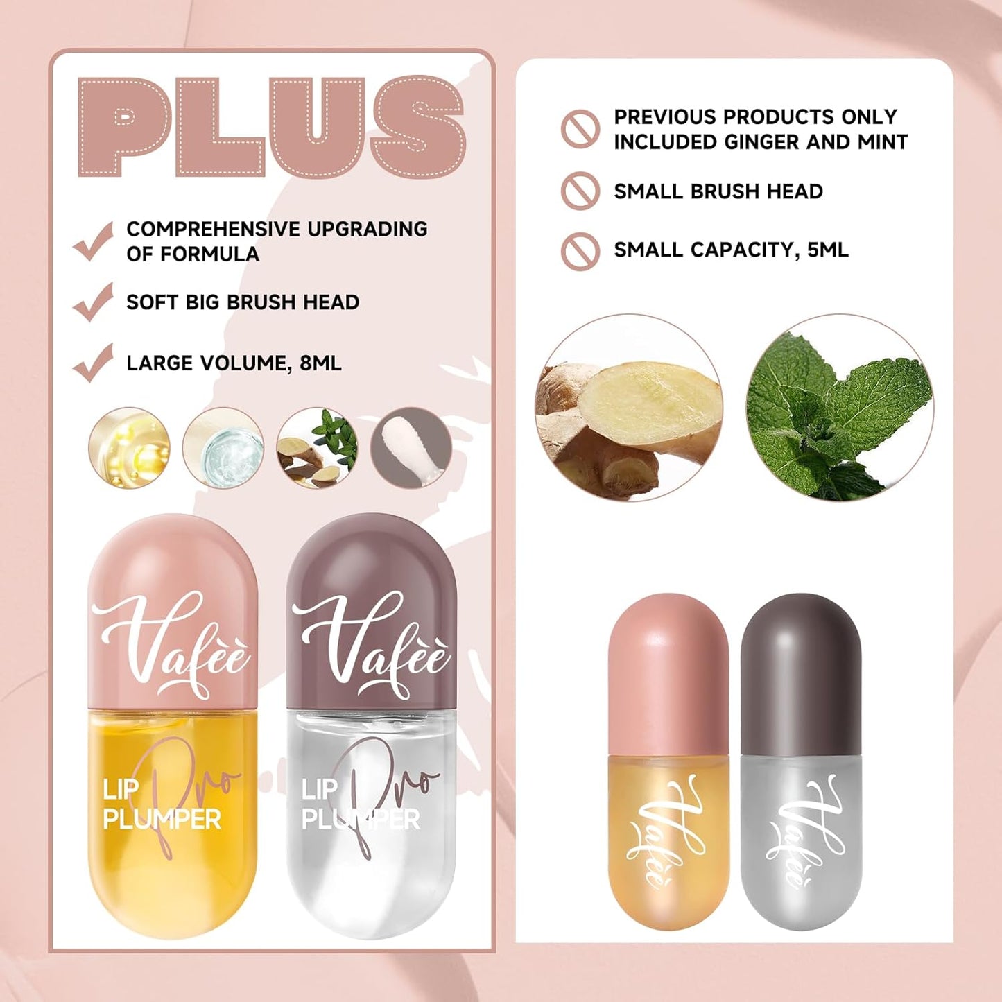 Lip Plumper by Vafee, Natural Lip Plumper and Lip Care Serum, Lip Enhancer for Fuller, Lip Mask, Beautiful Fuller, Hydrating & Reduce Fine Lines (A-02#PLUS Yellow) (A-02#PLUS Yellow)