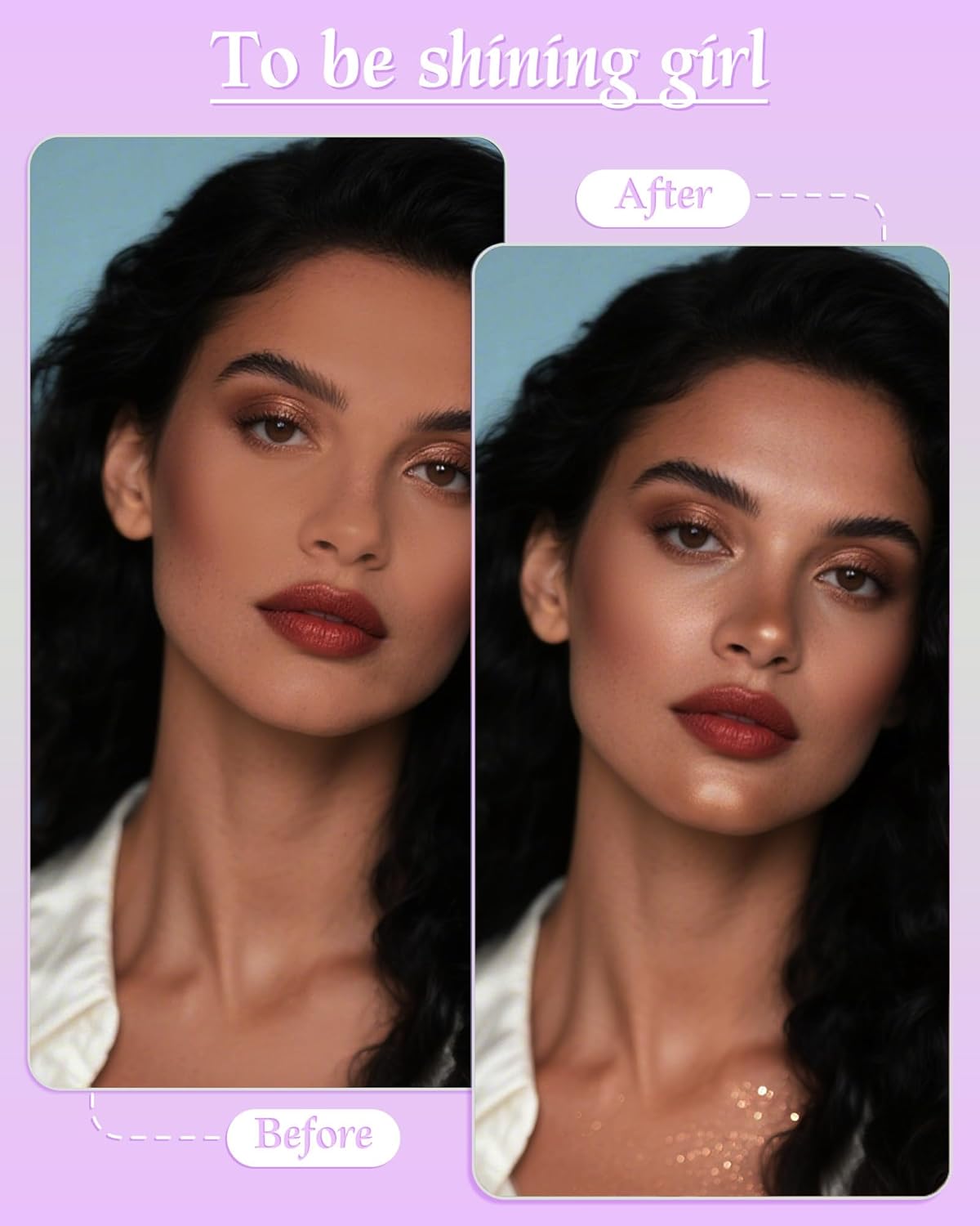 Highlighter Powder with Brush | 3D Contouring & Radiant Glow for Face, Body & Hair | Pearlescent Shimmer, Long-Lasting & Buildable Coverage | Women's Makeup for Daily & Special Occasions