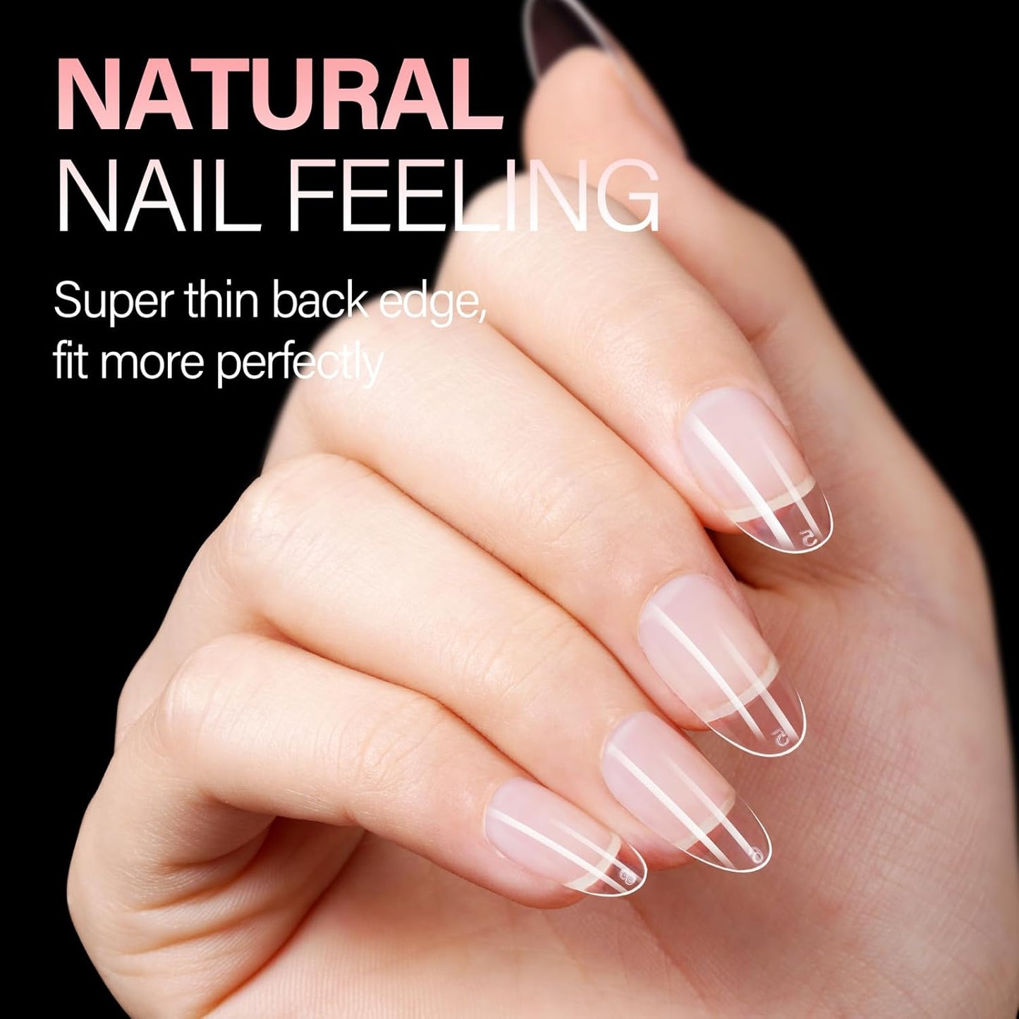 AILLSA Short Oval Nail Tips Full Cover Clear Gelly Nails Tip Half Matte Acrylic Tips Pre-Filed Fake Press on Nail Tips for Extension Home DIY Salon Manicure 216PCS 12 Sizes