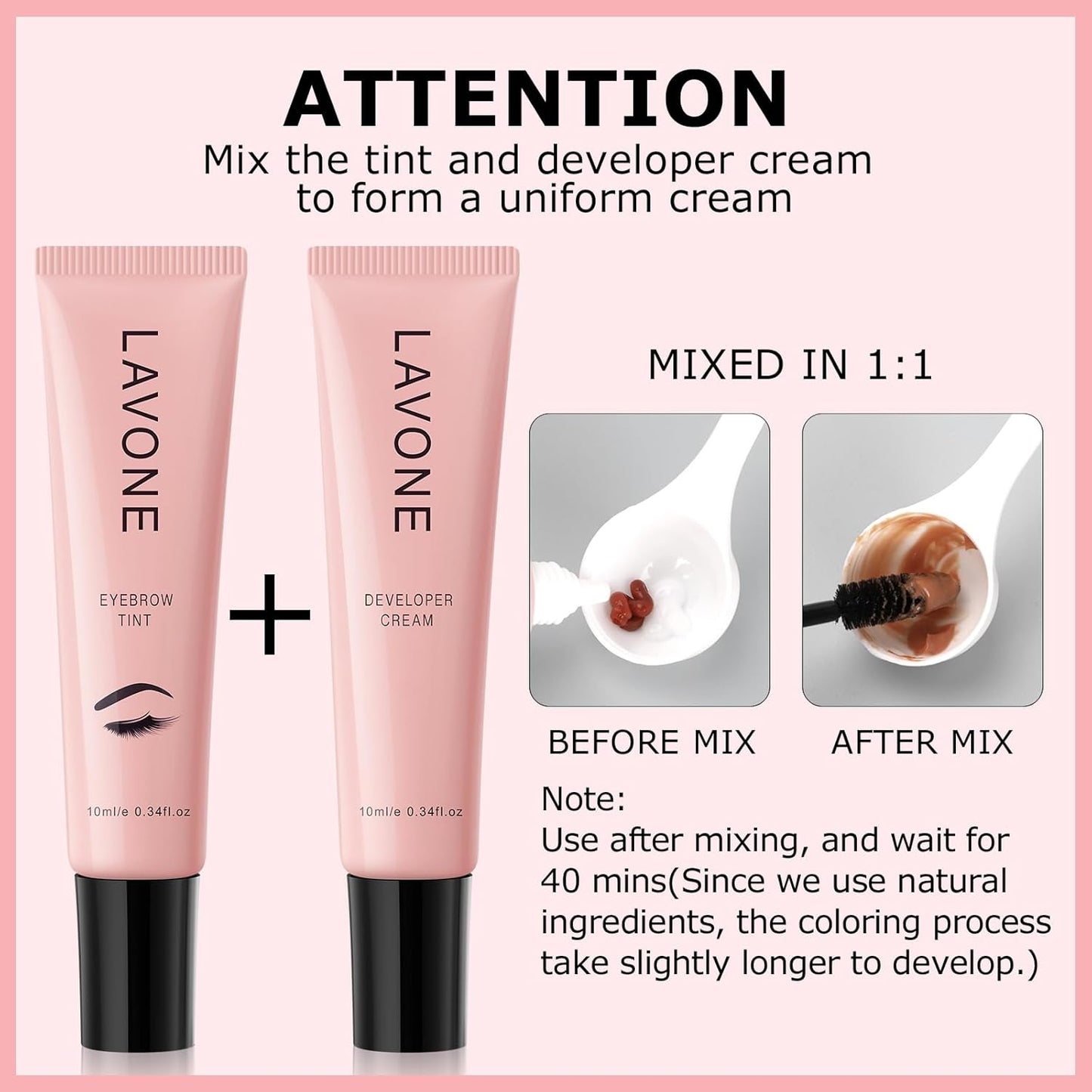 Eyebrow Color Kit with Brow Color & Eyebrow Pencil, 2-in-1 Natural Effects Eyebrow Makeup Set, Easy & Safe to Use 10ml - Soft Brown