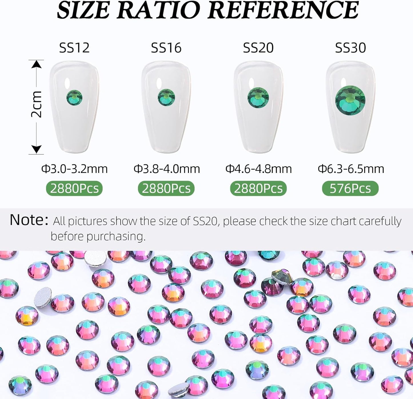 Green Volcano Flatback Rhinestones, Glass Rhinestones for Nail Art and Craft, Glue Fix, Loose Crystal Gemstones(Green Volcano, SS16, 2880pcs, 3.8-4.0mm)