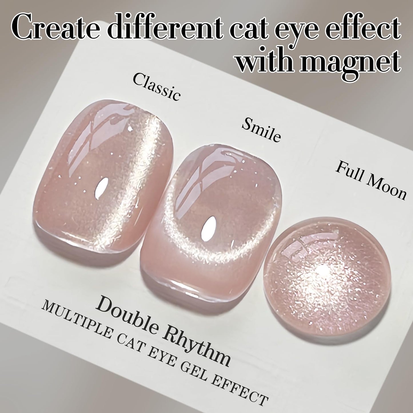 Double Rhythm Cat Eye Gel Polish with Magnet 15ML Holographic Glitter Shimmer Translucent Jelly Color 0.5 OZ Magnetic Gel Polish Salon DIY at Home (Nude-MC1057)