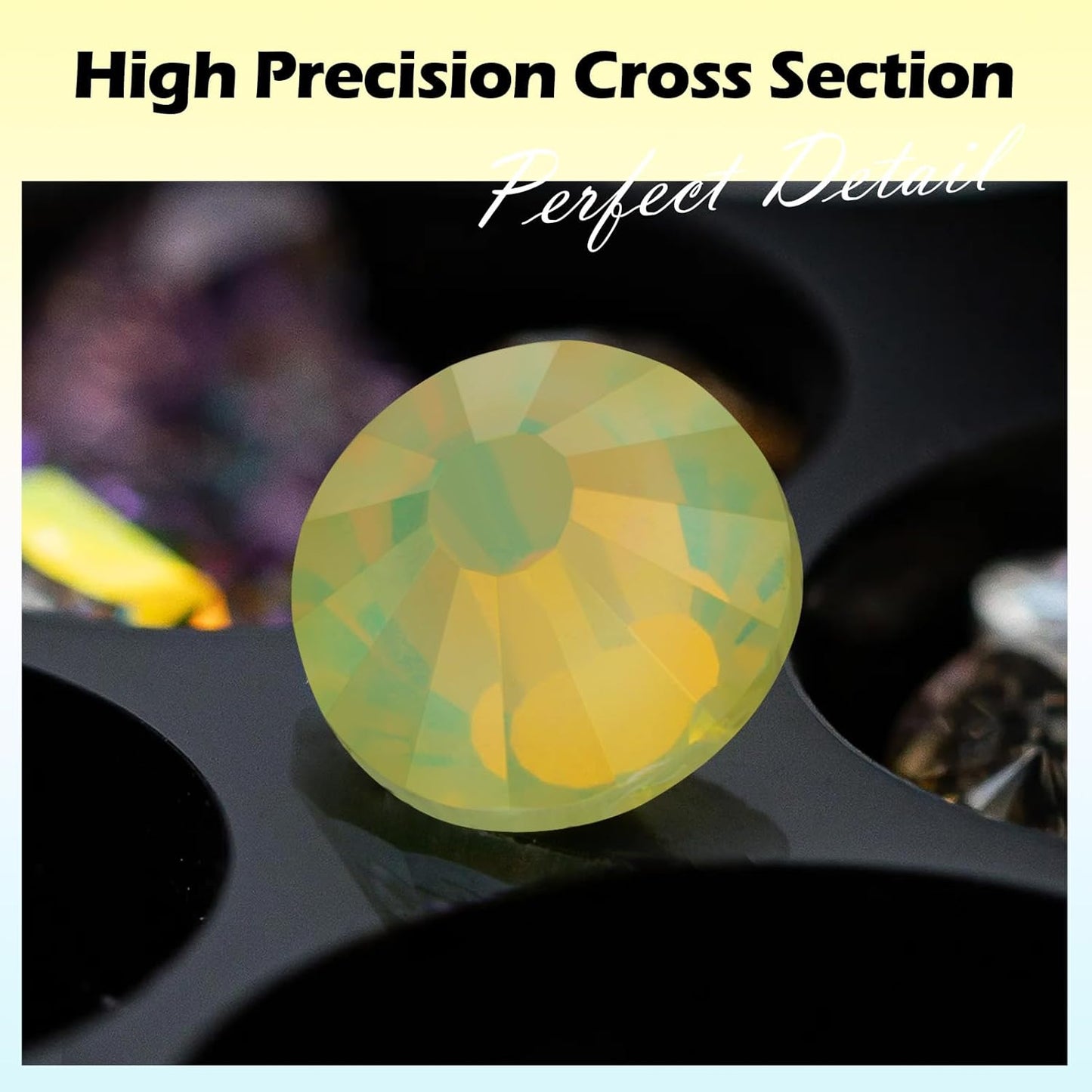 F Yellow Flatback Rhinestones, Glass Rhinestones for Nail Art and Craft, Glue Fix, Loose Crystal Gemstones(F Yellow, SS10, 1440pcs, 2.7-2.8mm)