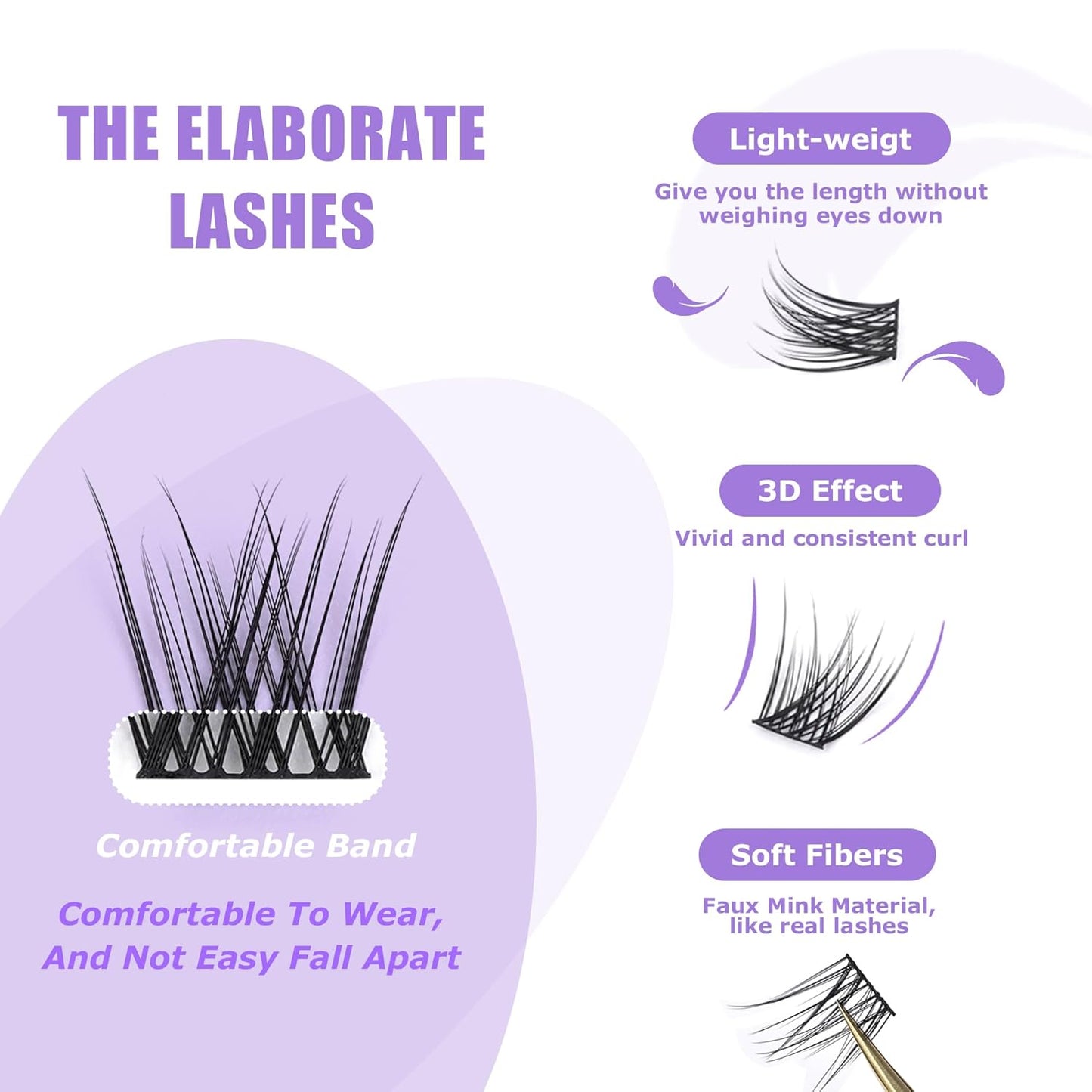 GAQQI Lash Clusters, Eyelash Clusters 120PCS D Curl Individual Lashes, Wispy Cluster Eyelash Extension 12mm Only, Natural Looking Cluster Lashes （GQ03, D Curl, 12mm)