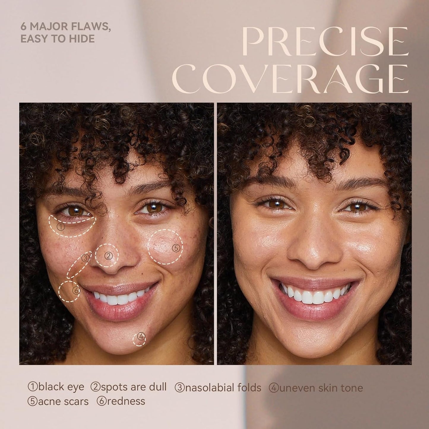 Foundation Makeup,Soft Beige Full Coverage Foundation Makeup（Built-in brush）Vegan & Cruelty-Free-Oil Control Flawless Concealer Cover Facial,Natural Blemish Face Makeup(03#)