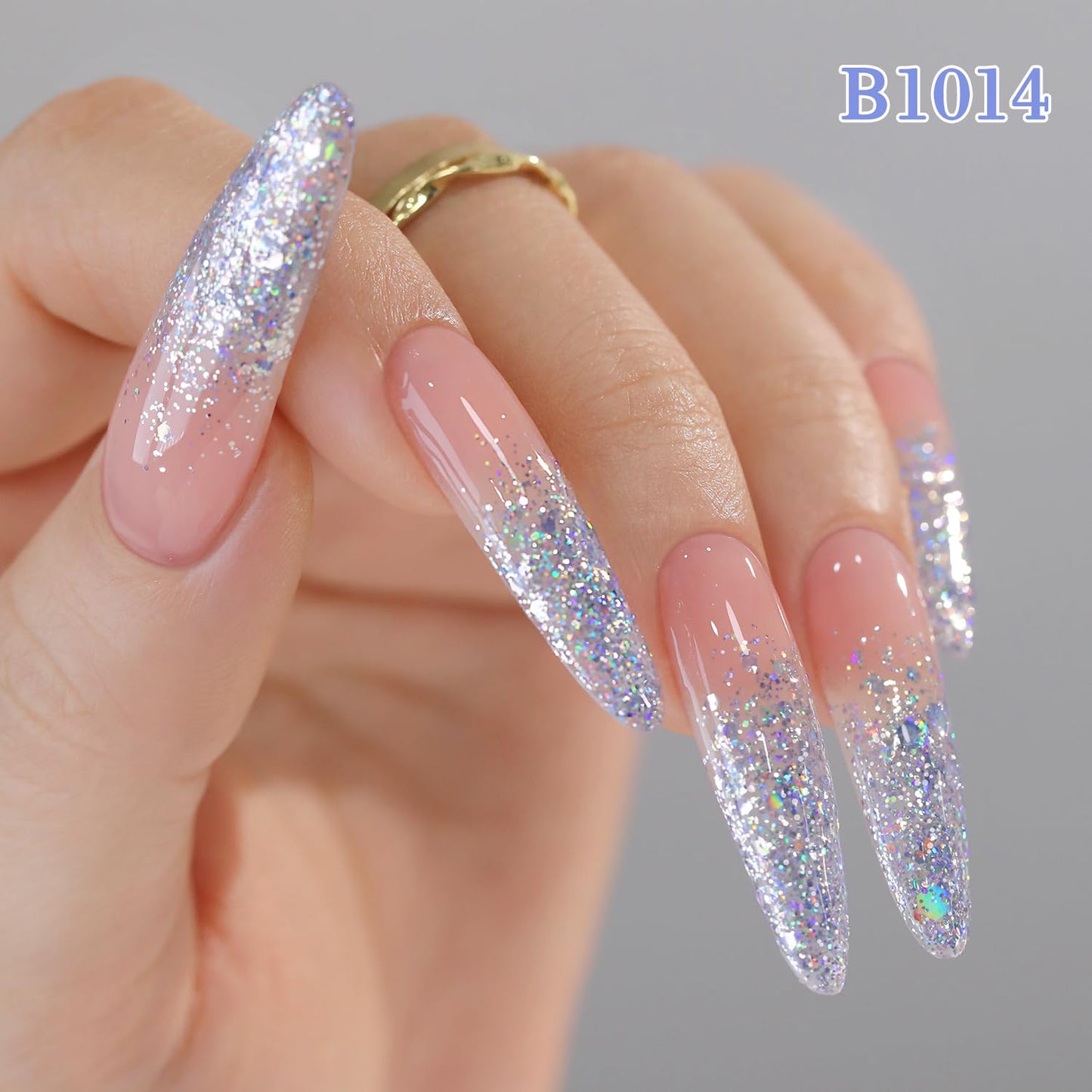 Double Rhythm 0.5Oz Glitter Gel Polish Shimmer Reflective Color for Nail Art Salon DIY Soak Off 15ml Nail Lamp Gel Polish at Home (Pastel Blue-B1014)