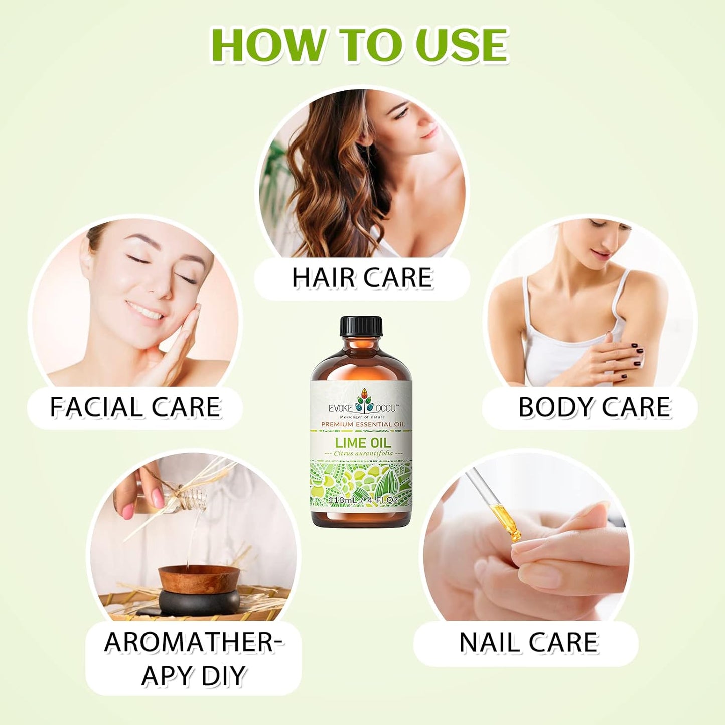 EVOKE OCCU Pure Lime Essential Oil for Diffuser, Aromatherapy, Hair and Candles Making - 4 Fl Oz