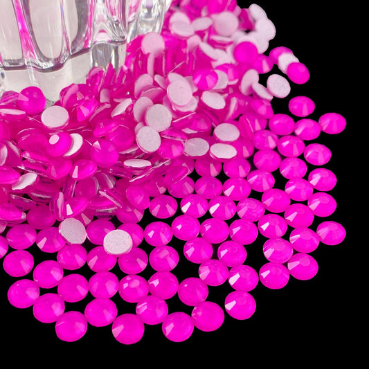 Flatback Glass Rhinestones,Bedazzler Gems 1440pcs Non Hotfix Crystal Rhinestones for Nail Charms Crafts Clothes Tumblers,Rosy Pink Neon,SS10