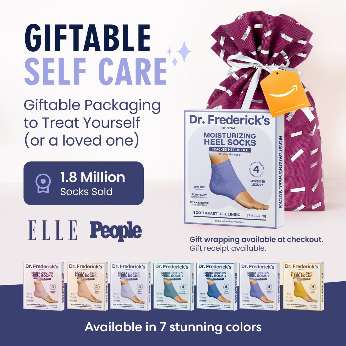Dr. Frederick's Original Moisturizing Fuzzy Heel Socks - 2 Pairs - Cozy Gel-Lined Sleep Socks for Women & Men - Soothes Dry, Cracked Feet - Heel Repair - Lavender Luxury