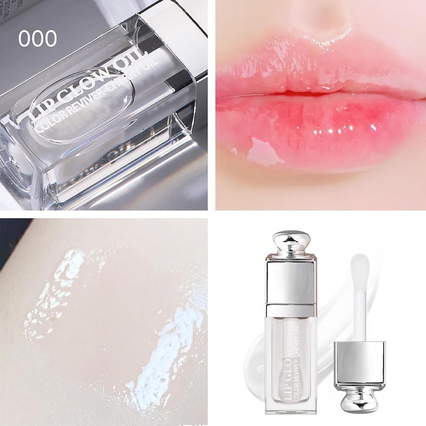 Hydrating Lip Glow Oil-Lip care oil- Lip Oil Tinted for Lip Care and Dry Lips-Prevents Dry Cracked-Non-sticky Big Brush Head-Lip Plumping -Lip Oil gloss tinted-000#CLEAR