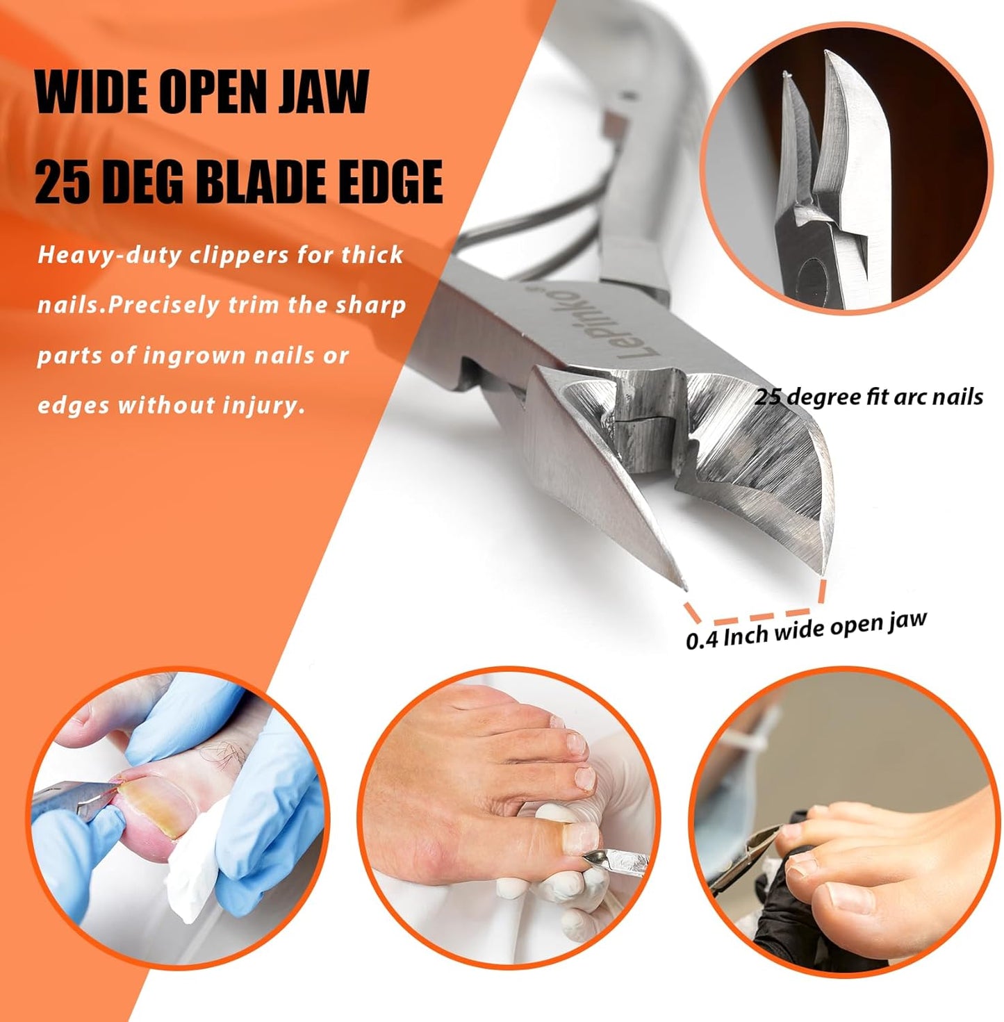 Heavy Duty Podiatrist Toenail Clippers for Thick and Ingrown Nails, Hand Forged Stainless Steel Toe Nail Clippers for Men Women Seniors