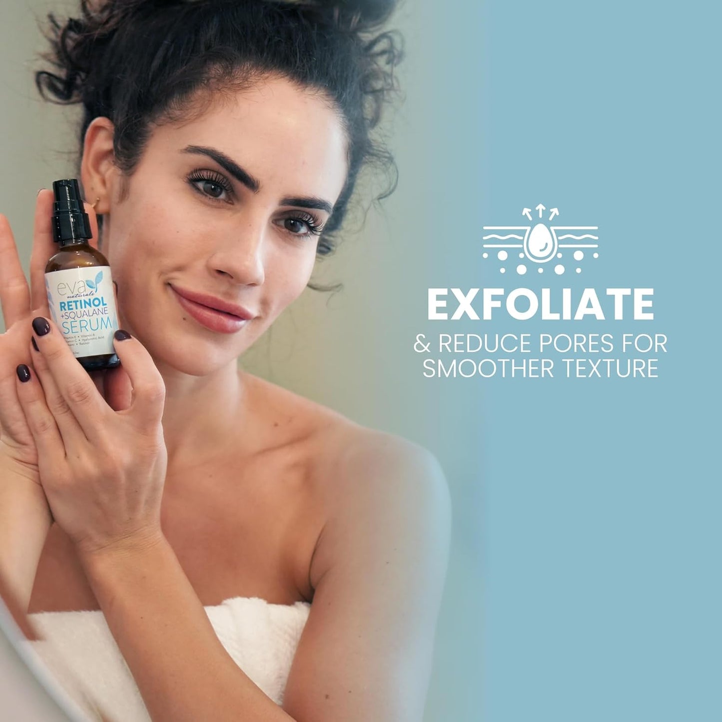 Eva Naturals Retinol + Squalane Serum – Anti Aging Face Serum for Wrinkles, Collagen Boost, Eye & Night Use – Retinoid Skin Care for Acne, Pores, Dark Spots & Sensitive Skin