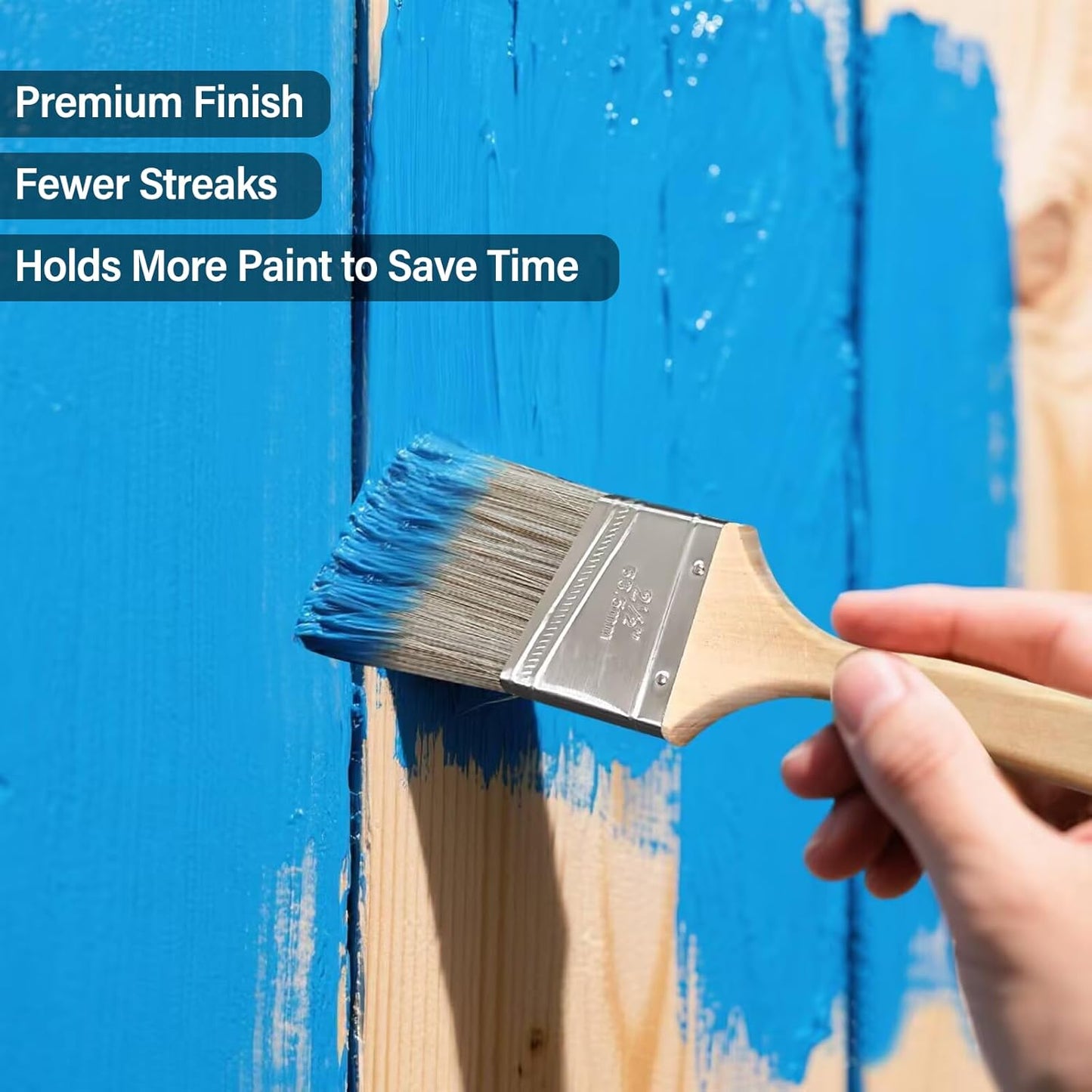 Great Andrew 10 Pack Paint Brushes with Wood Handle (1" 1.5" 2" 2.5" 3"), Angle Sash Brushes for Trim, Walls, All Latex, Oil Paints & Stains, Interior & Exterior Home