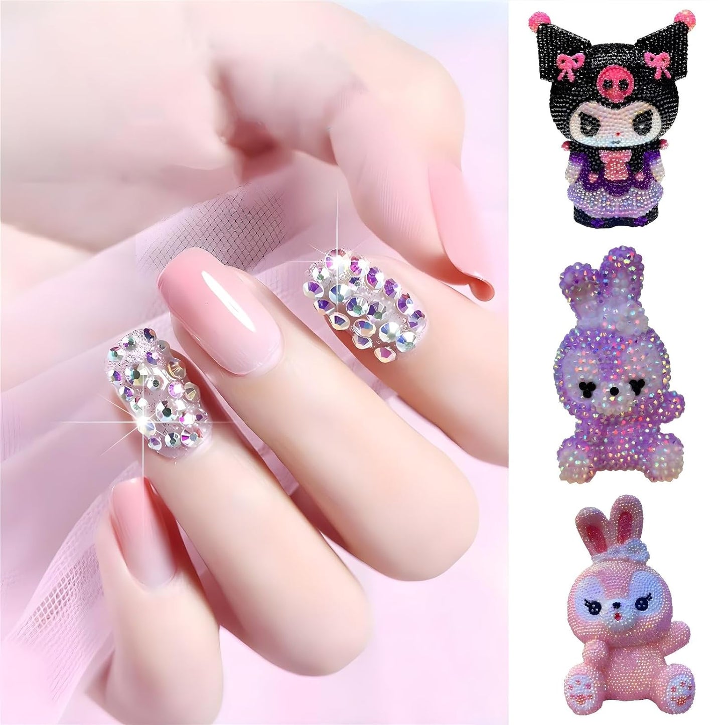 Flatback Rhinestones Round Gems for Nails Art and Crafts 2000Pcs SS16 4mm Glitter Crystals Stone DIY Bags Clothes Shoes (Pink)