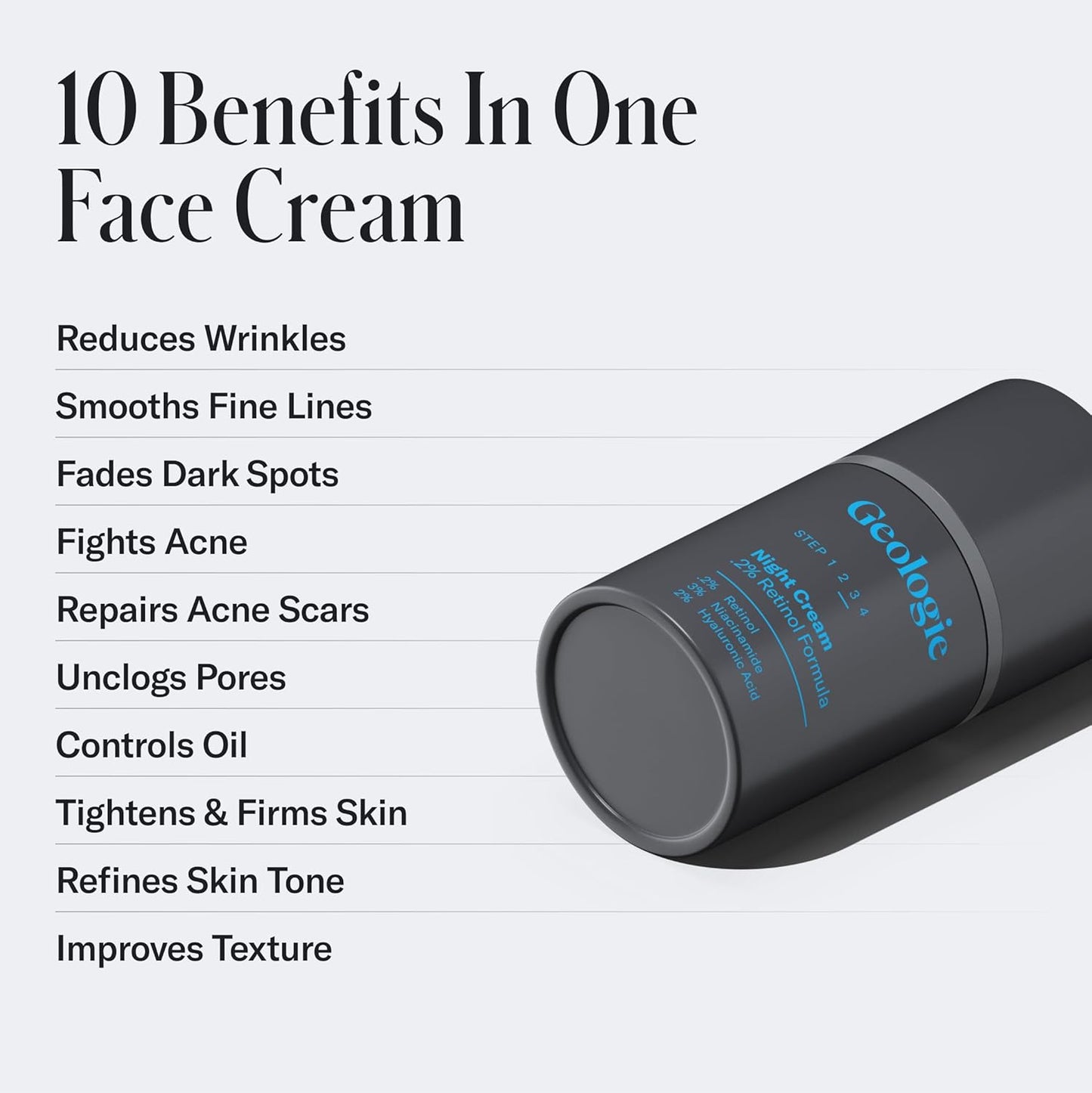 Geologie Retinol Anti-Aging Face Cream | Enhanced .2% Retinol Formula for Effective Results | Reduce Fine Lines & Wrinkles | Protect & Repair Skin With Hyaluronic Acid & Niacinamide | For Men & Women