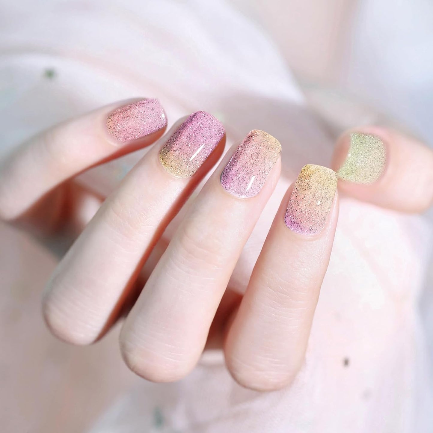 Gloss Nail Strips|Uv Free|22 Pcs,Gel Nail Stickers|Long Lasting Two Weeks and Easy to Apply&Remove|Fluid Gradient 1