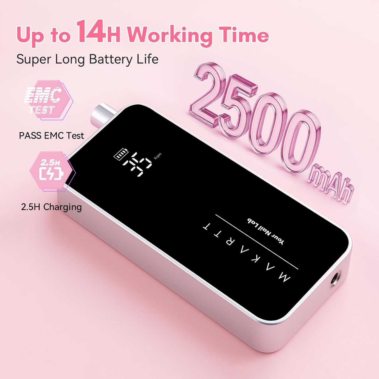 Makartt Electric Nail Drill - 35000RPM Rechargeable Efile with Coreless Motor, Nouvella Portable Nail Filer Machine for Acrylic Gel Removal with Drill Bits Set, Black