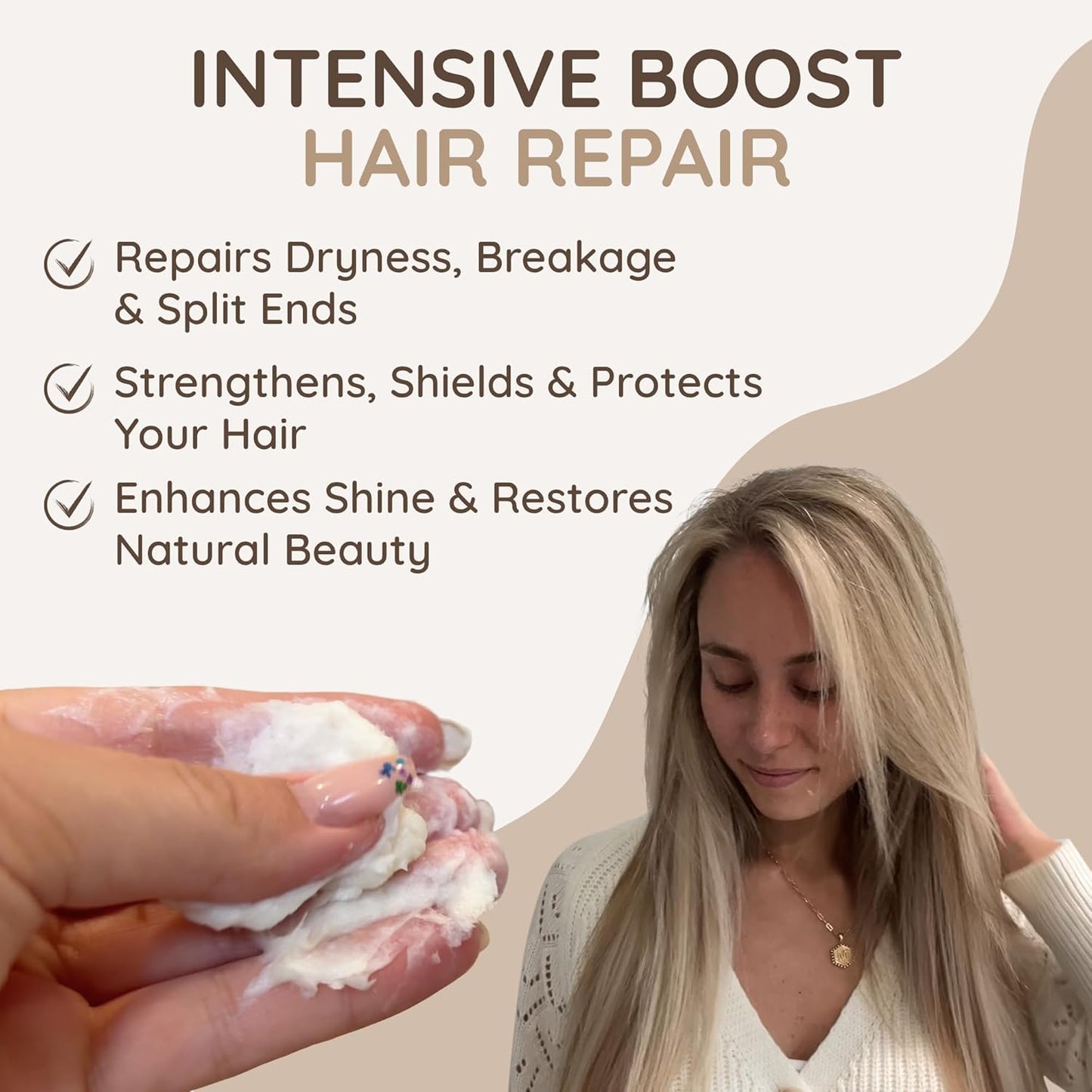 VITAMINS hair cosmetics Keratin Hair Mask - Protein Repair Keratin Treatment - Deep Conditioner for Dry, Damaged, Curly, Straight & Frizzy Hair with Biotin, Collagen & Castor Oil - 13.5 Fl Oz