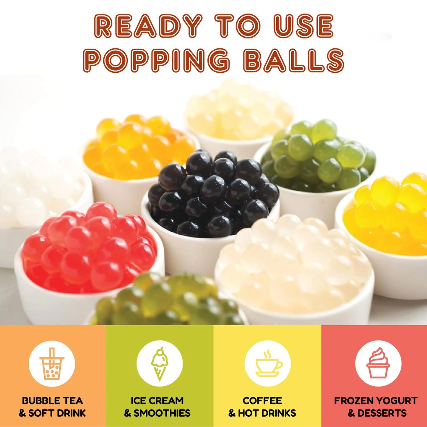 Fanale Blueberry Popping Boba Pearls, Vegan, Non GMO, Gluten Free, Fat Free, Perfect for Bubble Tea, Smoothies, Ice Cream, Desserts, and Beverages.