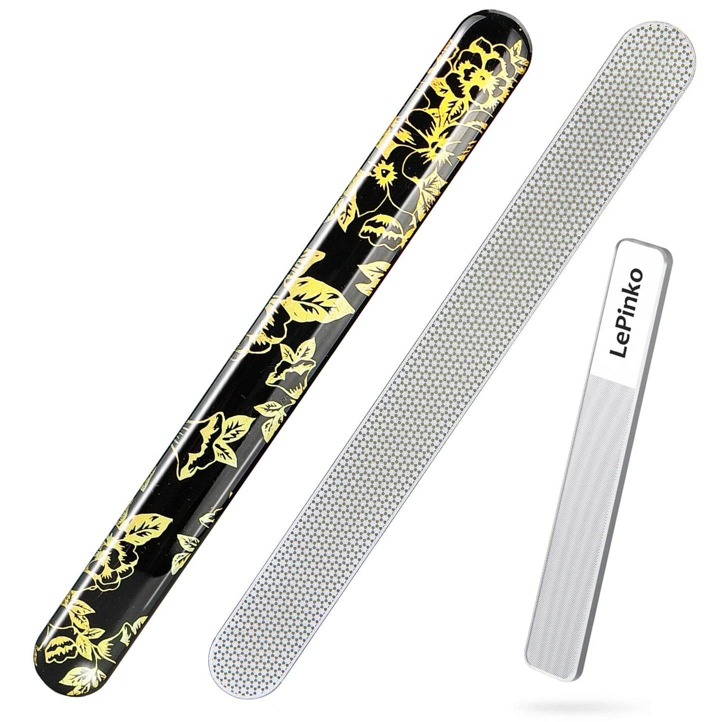 Diamond Nail File with Crystal Nail Shiner Set, Stainless Steel Nail File with Nano Glass Buffer, Metal Sapphire File with Nail Polisher, Professional Manicure Pedicure Kit for Salon Home and Travel