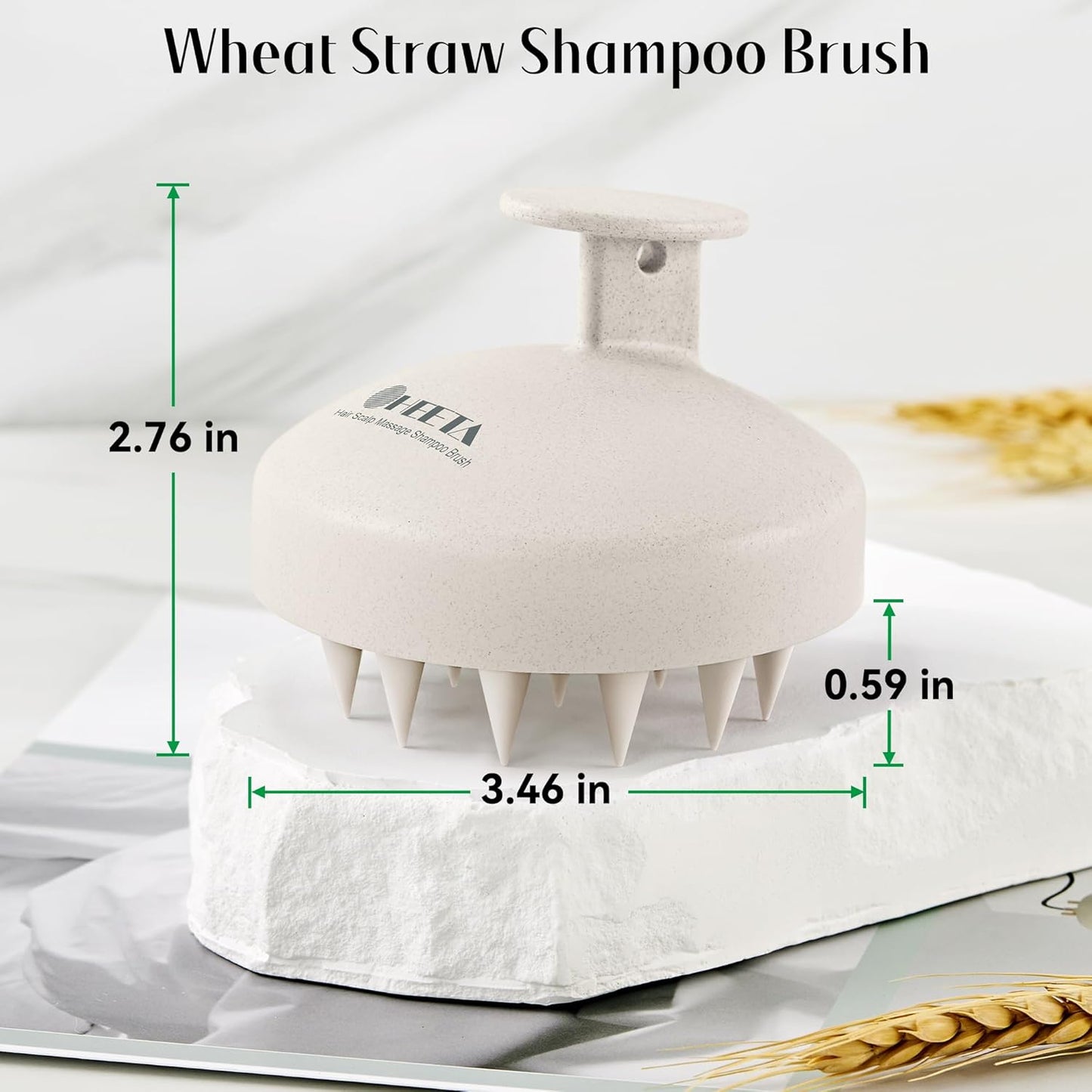 HEETA Scalp Scrubber Shampoo Brush, Scalp Massager Tool for Hair Growth, Soft Silicone Bristles for Dandruff Removal Wet Dry Use Women Men Kids Pet, Fit All Hair Types Care, Beige