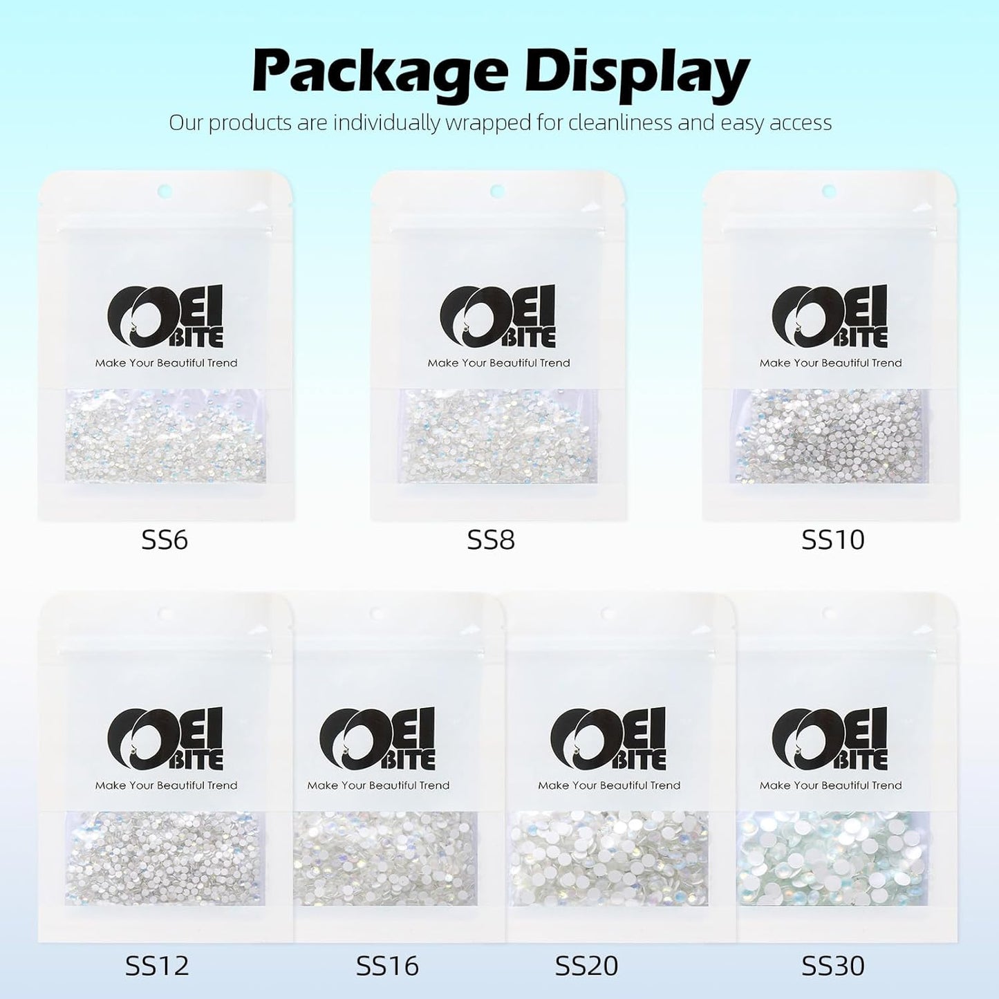 F White Flatback Rhinestones, Glass Rhinestones for Nail Art and Craft, Glue Fix, Loose Crystal Gemstones(F White, SS30, 288pcs, 6.4-6.6mm)