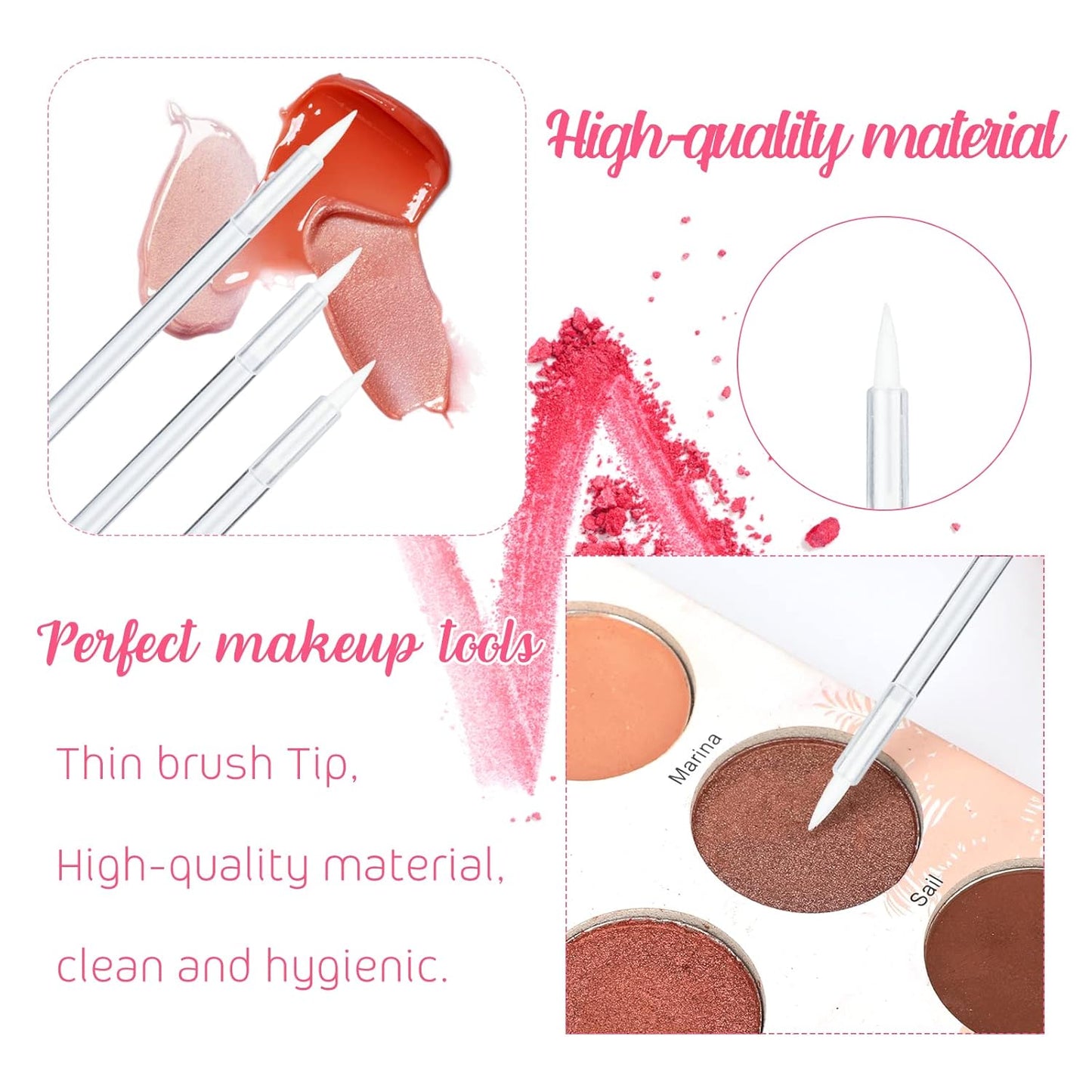 G2PLUS 100PCS Disposable Liner Brushes, Eyebrow and Liner Brush Applicator, Cosmetic Eye Wands for Lip Liners, Eye Makeup, Eyelashes and Detail Painting (Crystal Transparent)