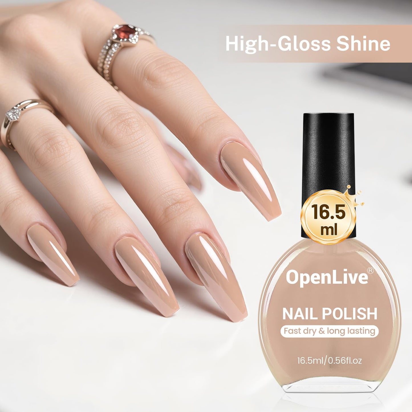 16.5ml Nude Pink Nail Polish Large Volume Quick Drying Light Pink Nail Polish, Fast Drying and Long Lasting Color Nail Art DIY Home Manicure Gift for Women