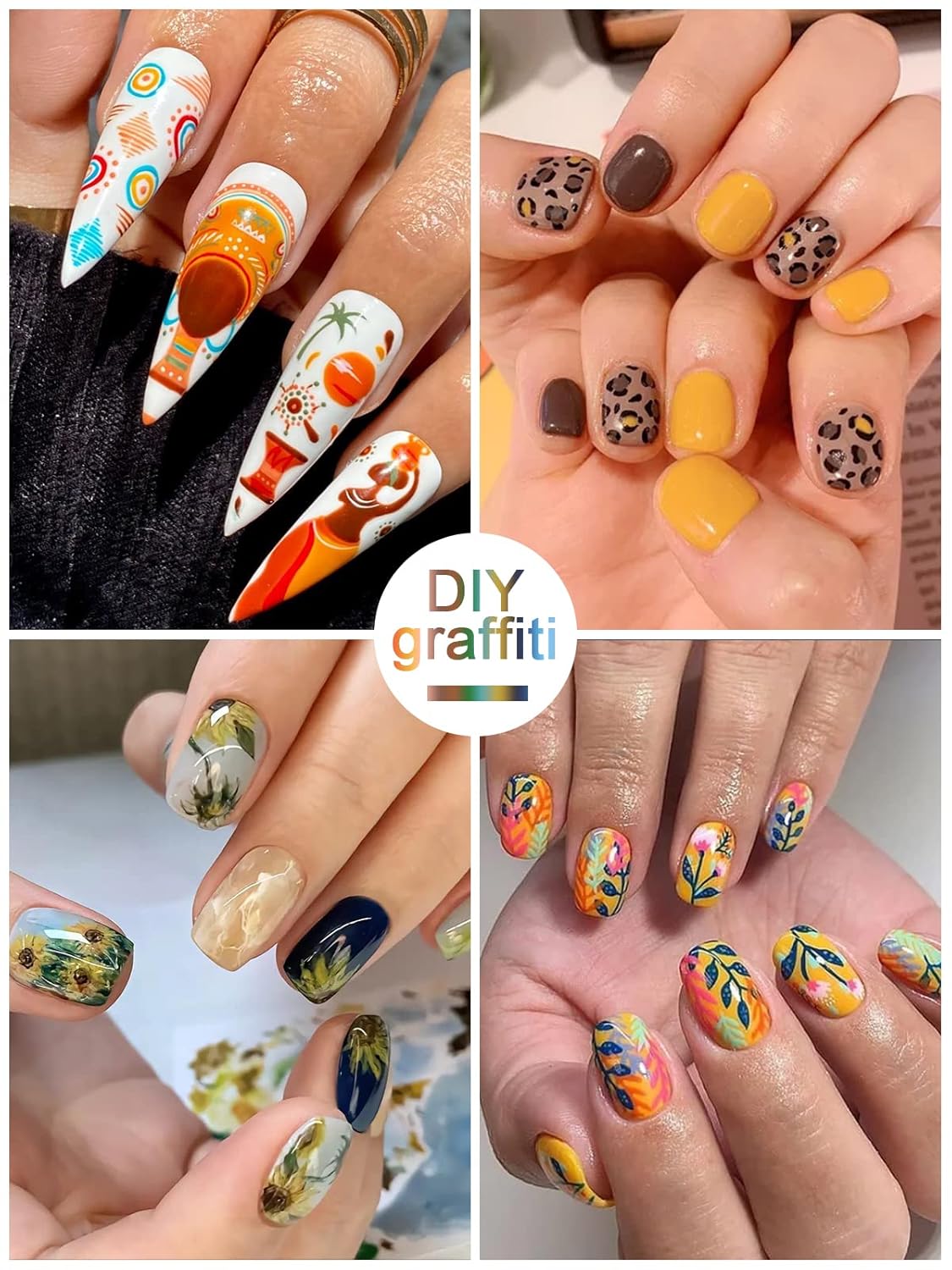 12 Color 3D Nail Art Pens Set, Kalolary Nail Point Graffiti Dotting Pen Drawing Painting Liner Brush for DIY Nail Art Beauty Adorn Manicure Tools(B)