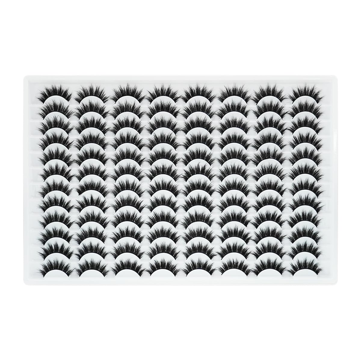 False Eyelashes 48 Pairs Faux Mink Lashes 14mm Wispy Lashes 3D Fluffy Cat Eye Lashes Pack Bulk Wholesale Strip Lashes(style 48-035)