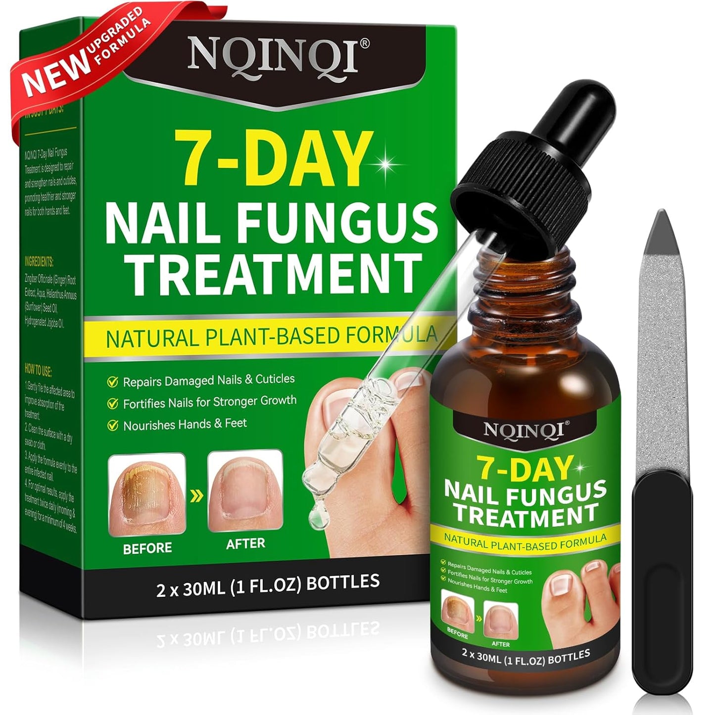 Nail Treatment, 7 Days Nail Treatment Extra Strength, Nail Liquid Maximum Strength - Ginger Nail Treatment Serum for Strengthen & Promote Nail Growth with Natural Plant Formula- 2PCS