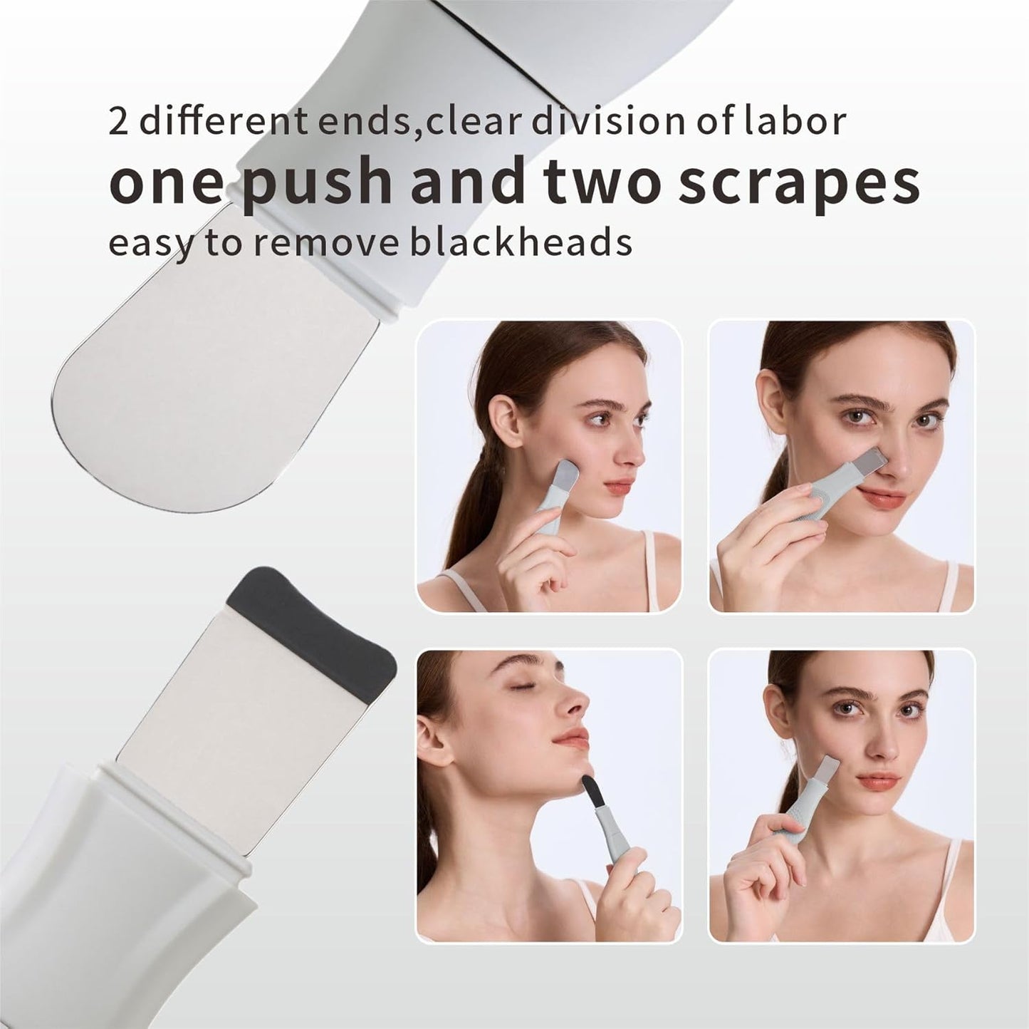 Silicone Face Scrubber Skin Spatula —2 in1 Pore Cleansing Brush Black Head Remover for Face Nose, Blackhead Remover Scraper Pore Extractor Tool for Men Women Skin Care (Light Gray)