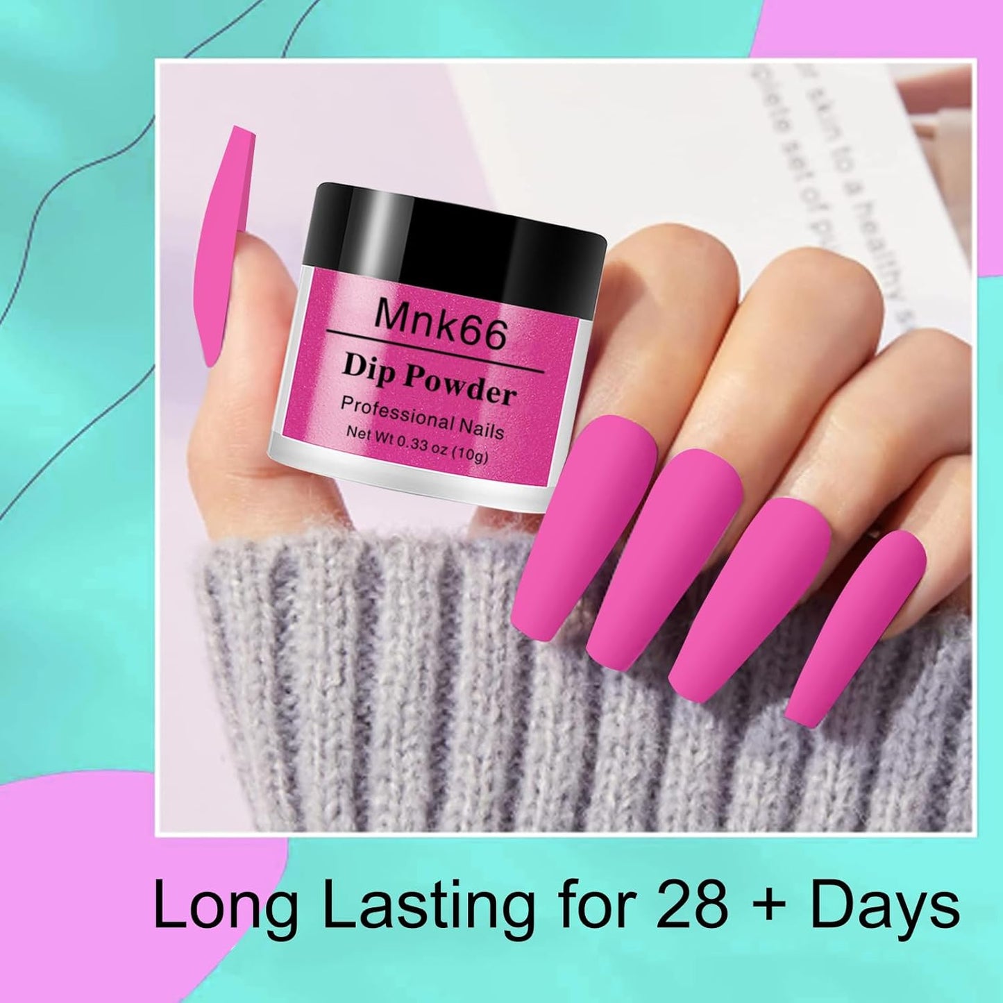 Neon Dip Powder Set, 6 Colors - Glossy Nail Art Manicure DIY Salon Home Gift for Ladies (YYSDDPS-04-6pcs)