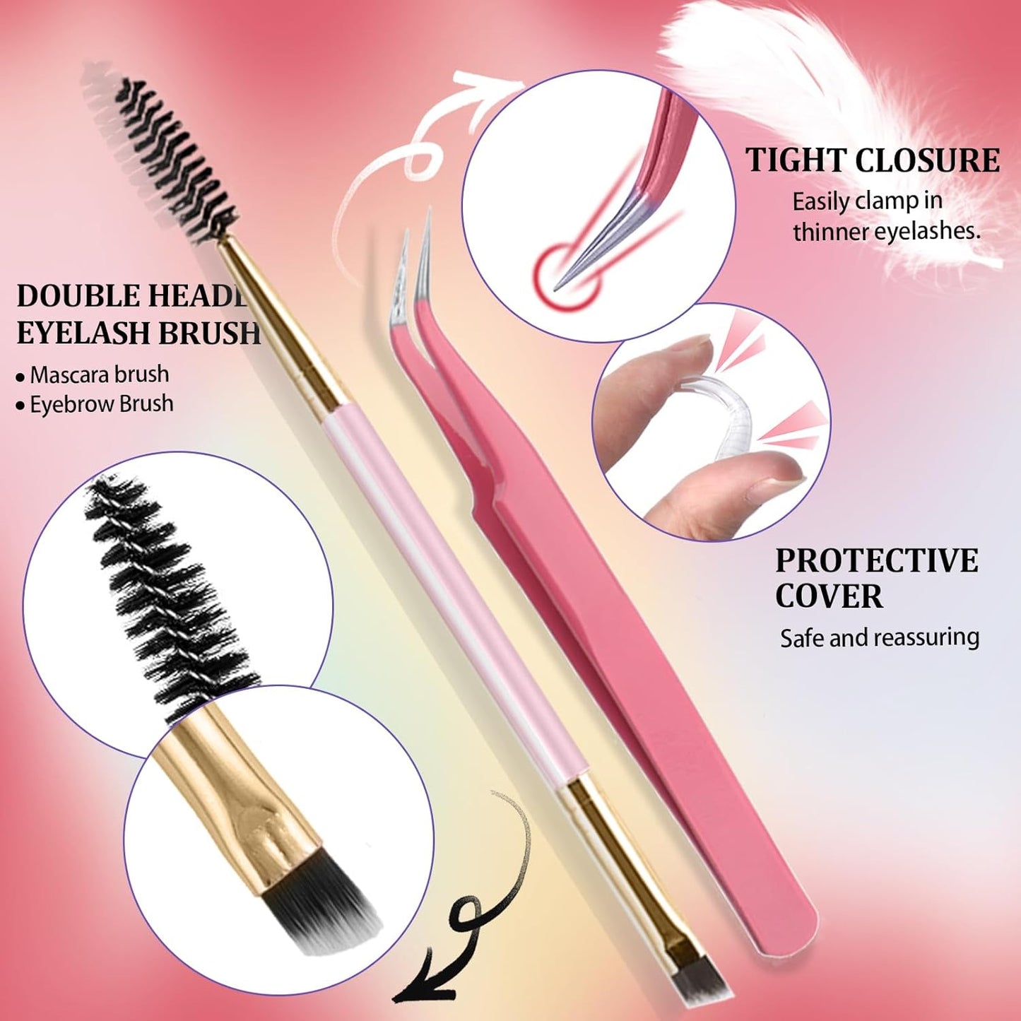 DIY Lash Extension Kit 584 Pcs Lashes Clusters with Bottom Lashes Lash Bond and Seal Glue Remover Lash Shampoo Cleansing Brush Headband Wristband Tweezers Eyelash Brush Applicator