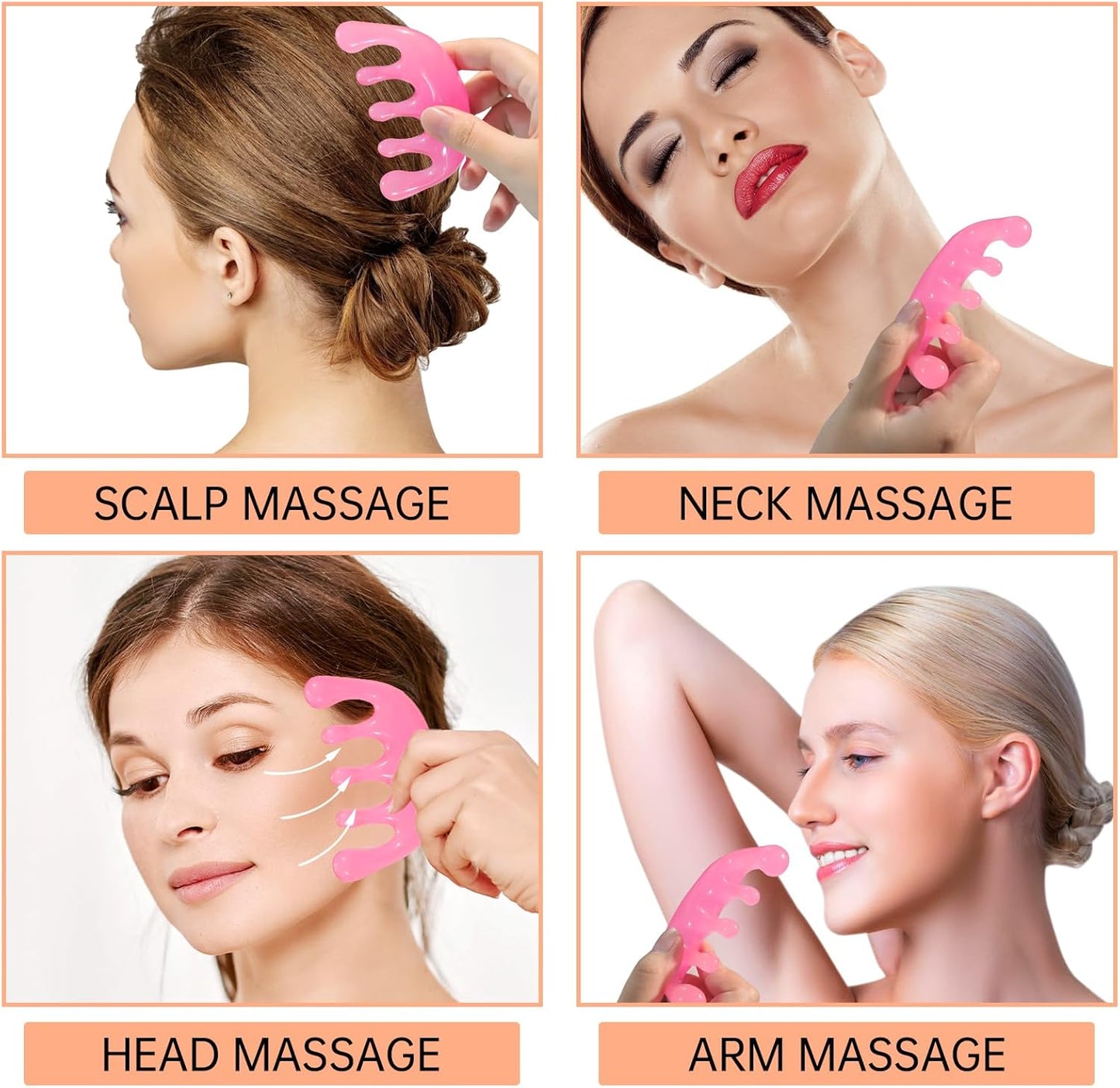 DUAIU Scalp Massager Shampoo Brush with Head Scalp Comb, Silicone Scalp Scrubber Gua Sha Comb for Women Men Hair Growth Dandruff Removal, Head Massage Brush Comb Set Gift, Pink