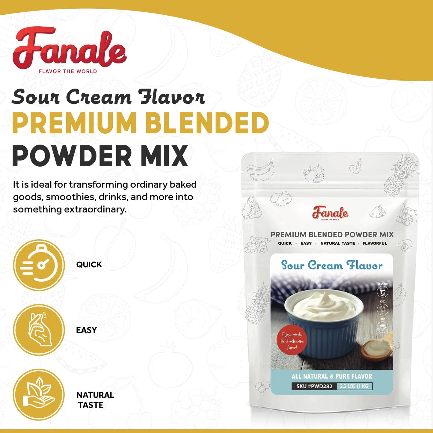 Fanale Premium Sour Cream Bubble Tea Flavoring Powder | Perfect for Baking, Smoothies, Desserts and Drinks | Instant Flavoring Powder for Boba Milk Tea - 2.2 Pounds (Pack of 1)